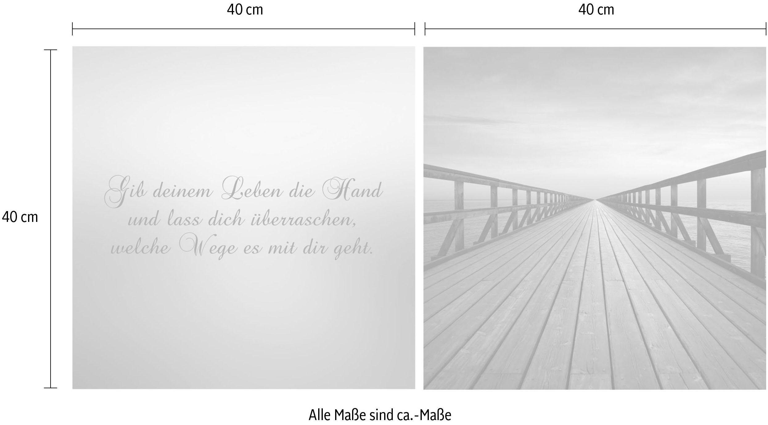 queence Artprint op linnen Weg in de toekomst Premium canvasstof, handgemaakt in Duitsland, uitspraak, 2-delige set (set)