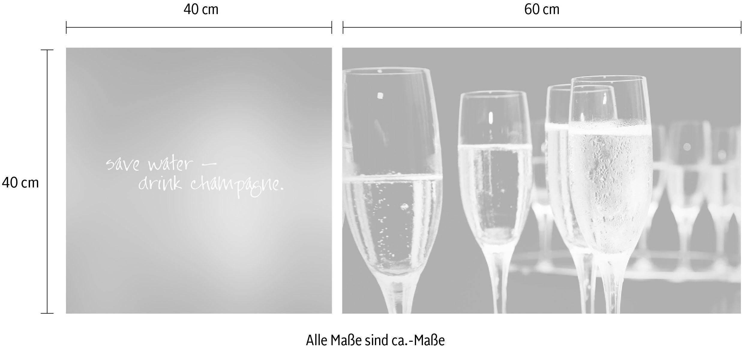 queence Artprint op linnen Champagne Premium canvasstof, handgemaakt in Duitsland, uitspraak, 2-delige set (set)