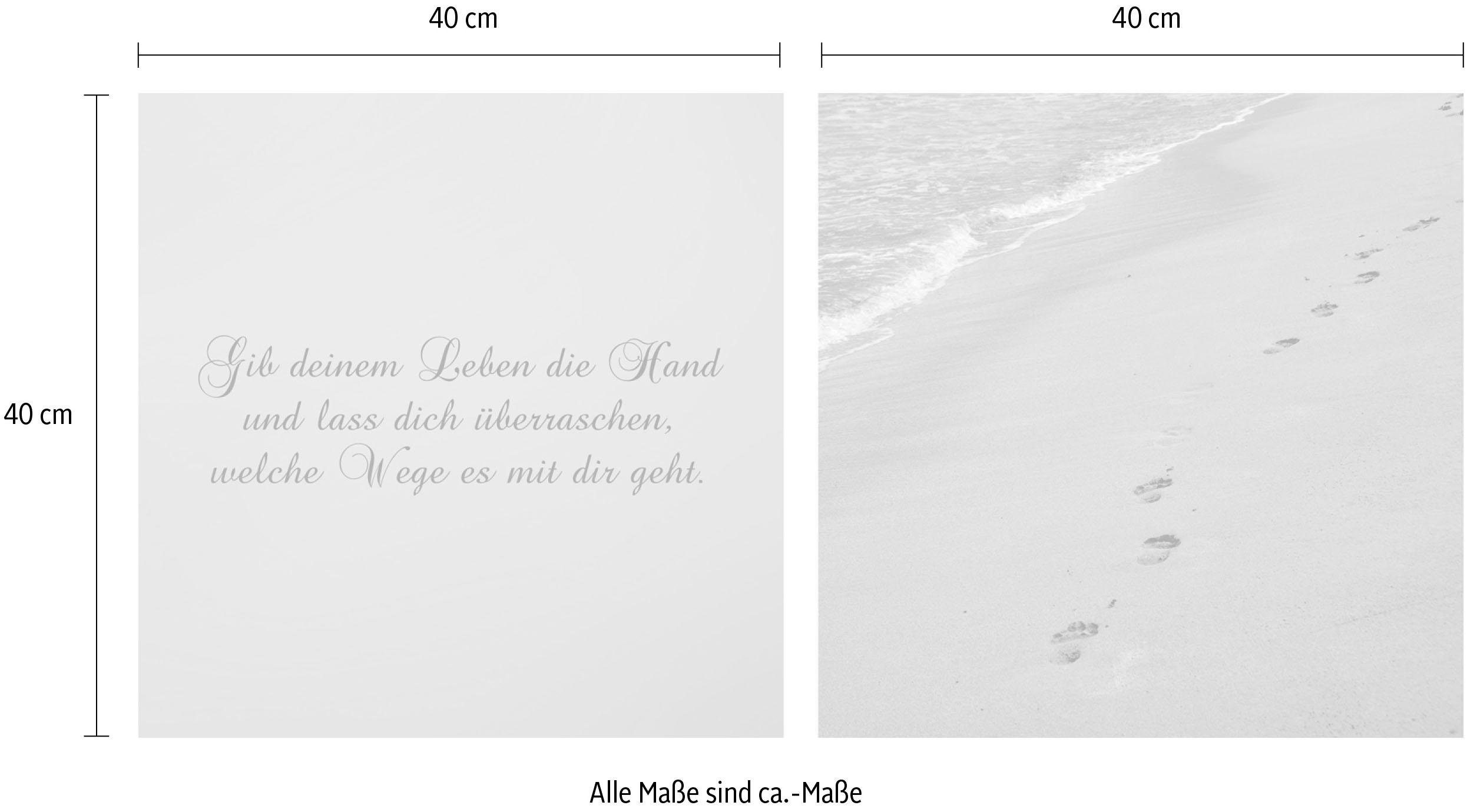 queence Artprint op linnen Wegen Premium canvasstof, handgemaakt in Duitsland, uitspraak, 2-delige set (set)