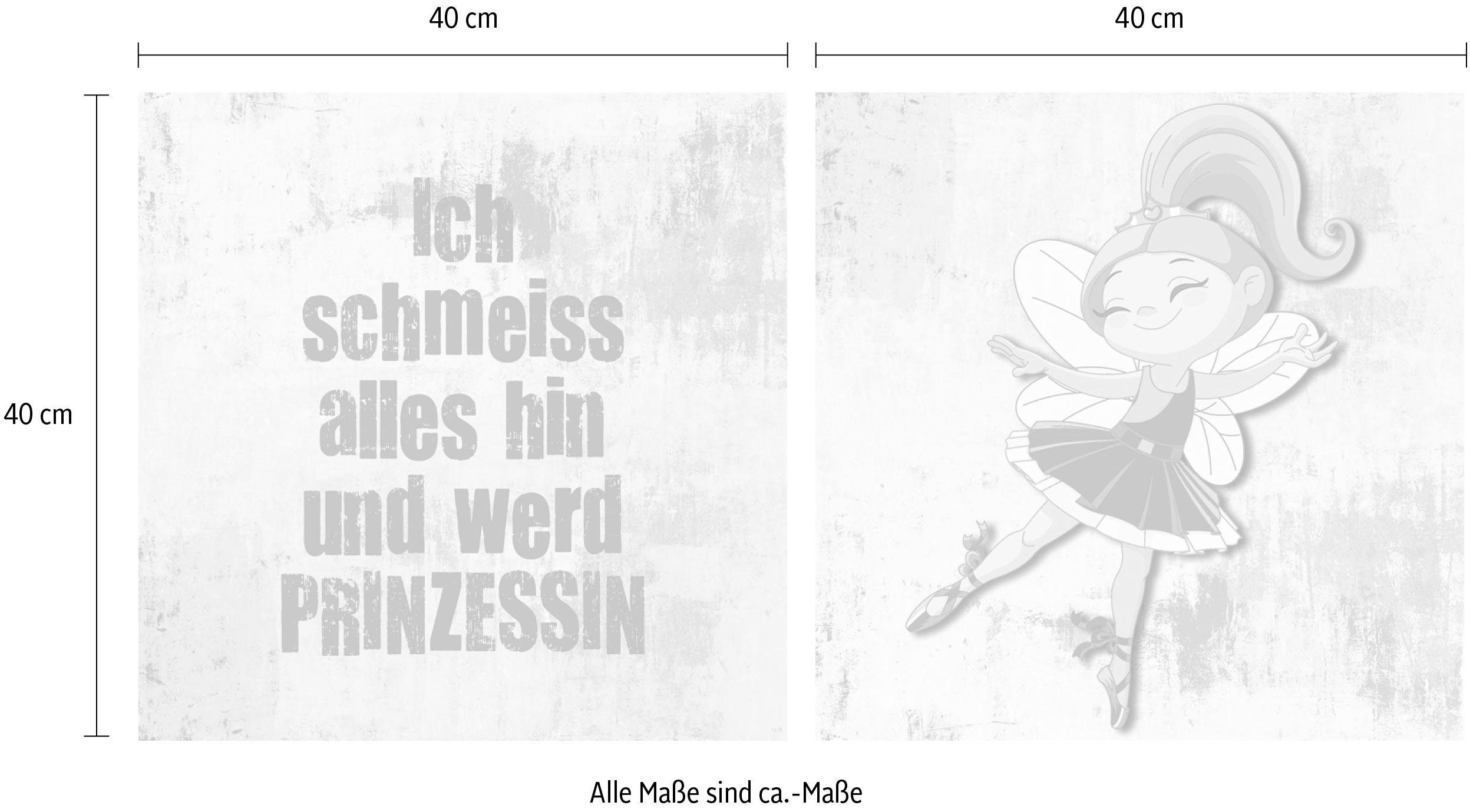 queence Artprint op linnen Prinses Premium canvasstof, handgemaakt in Duitsland, uitspraak, 2-delige set (set)