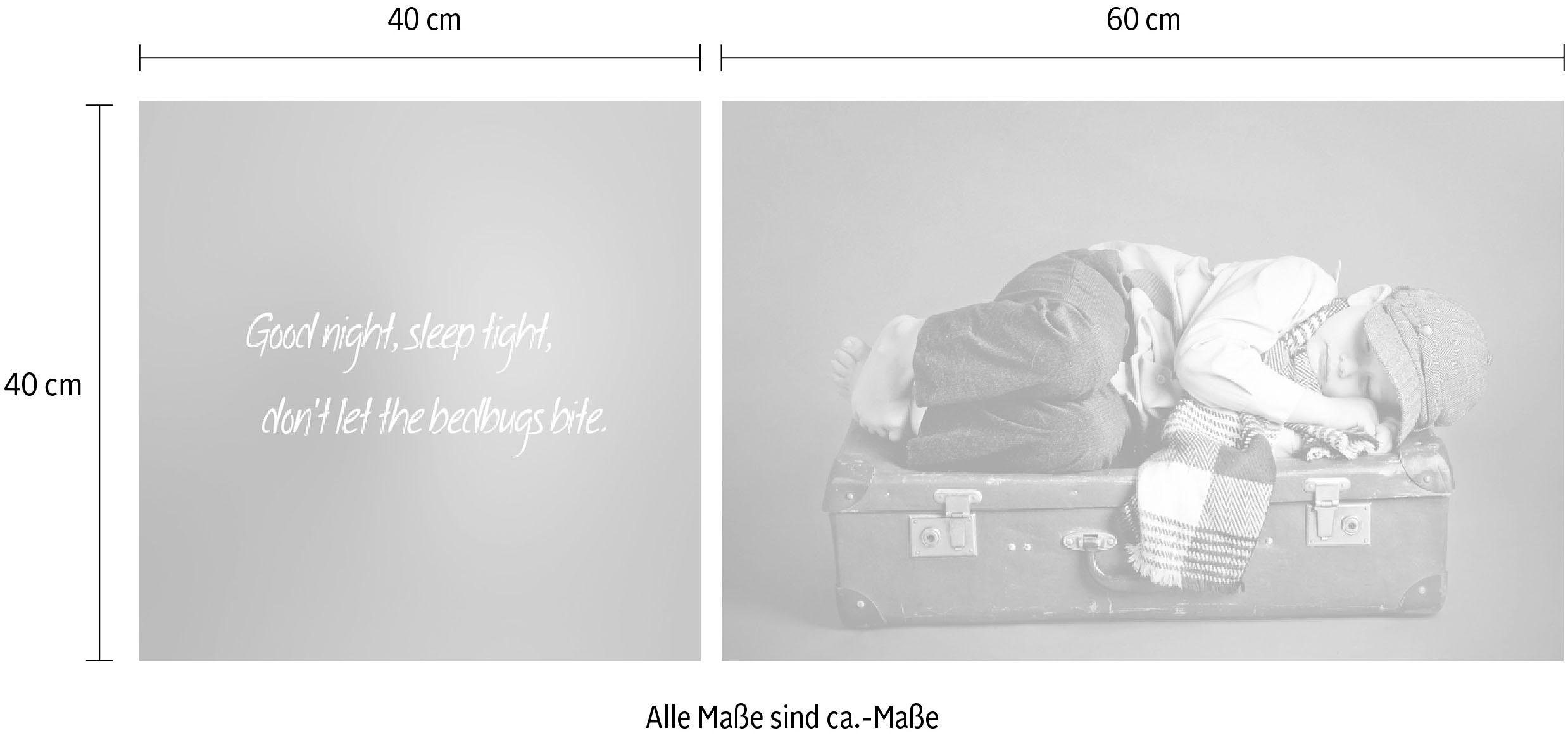 queence Artprint op linnen Good Night Premium canvasstof, handgemaakt in Duitsland, uitspraak, 2-delige set (set)