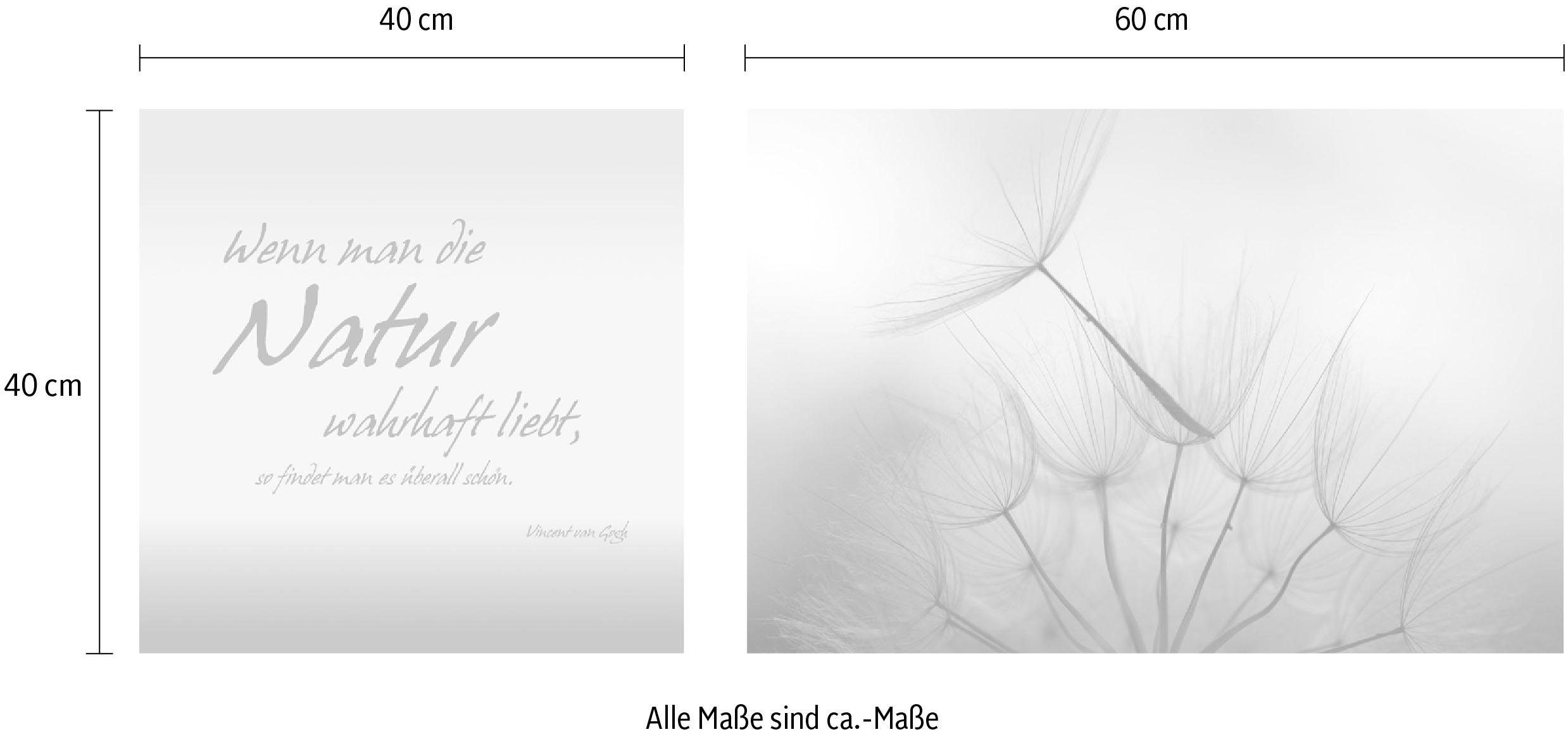 queence Artprint op linnen Naturel Premium canvasstof, handgemaakt in Duitsland, citaat, 2-delige set (set)