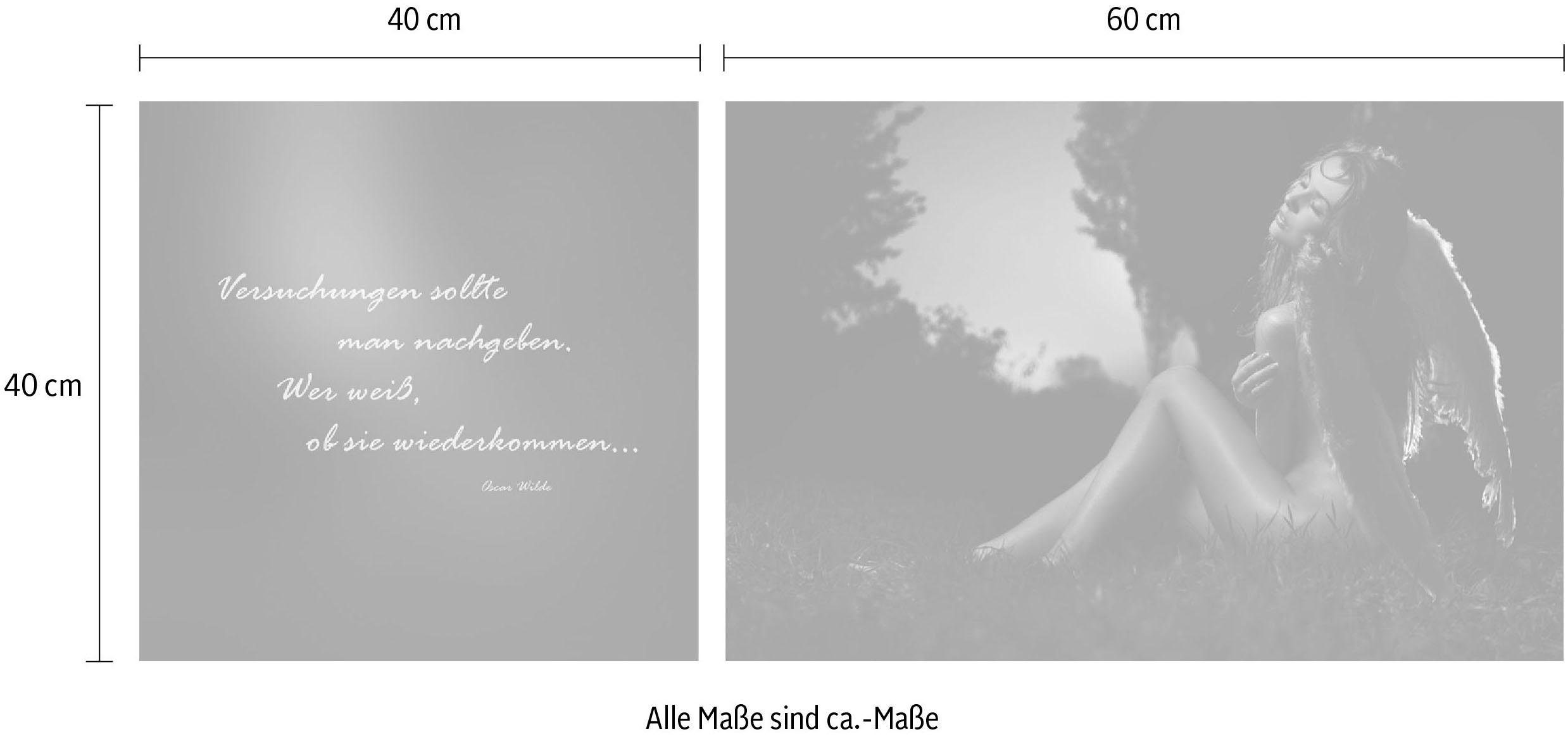 queence Artprint op linnen Verleidingen Premium canvasstof, handgemaakt in Duitsland, citaat, 2-delige set (set)