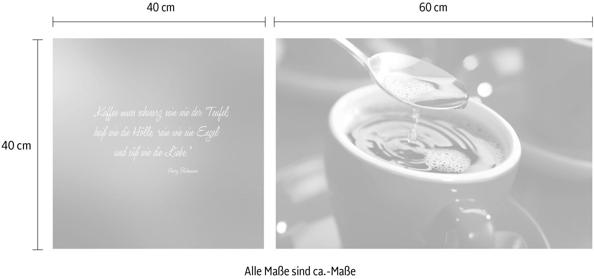 queence Artprint op linnen Koffie Premium canvasstof, handgemaakt in Duitsland, citaat, 2-delige set (set)