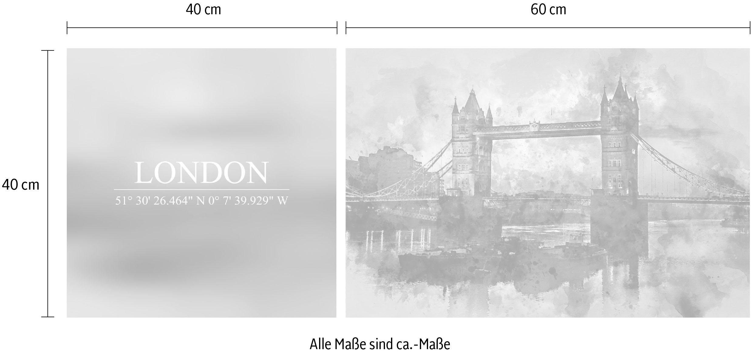 queence Artprint op linnen Londen Premium canvasstof, handgemaakt in Duitsland, uitspraak, 2-delige set (set)