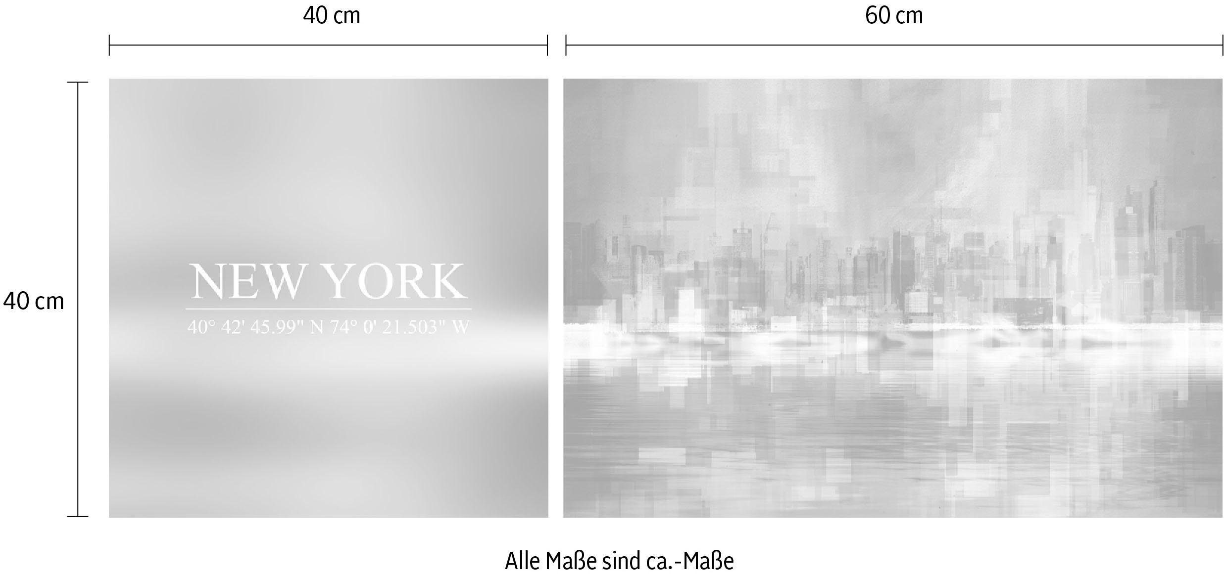 queence Artprint op linnen New York Premium canvasstof, handgemaakt in Duitsland, uitspraak, 2-delige set (set)