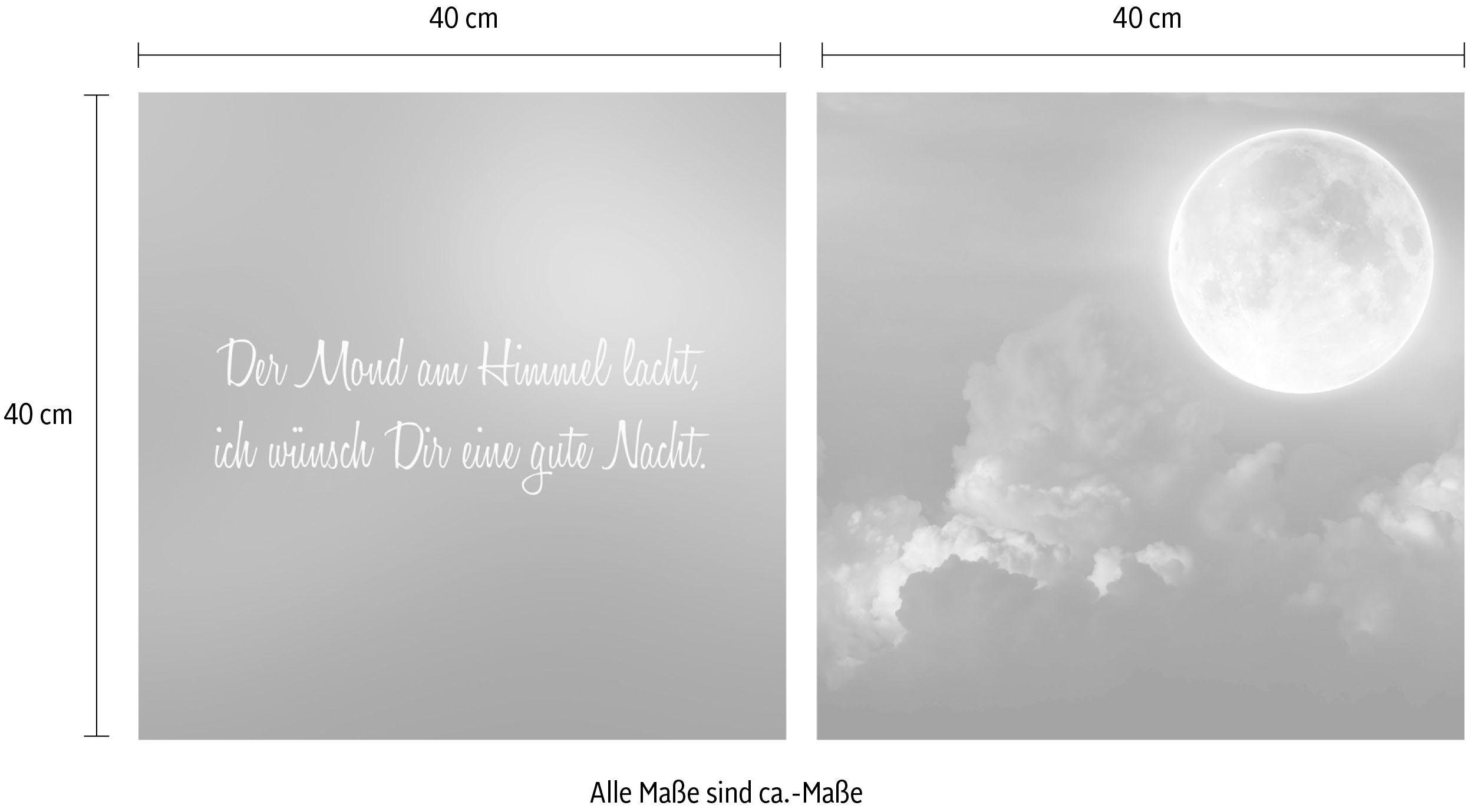 queence Artprint op linnen Maan Premium canvasstof, handgemaakt in Duitsland, uitspraak, 2-delige set (set)