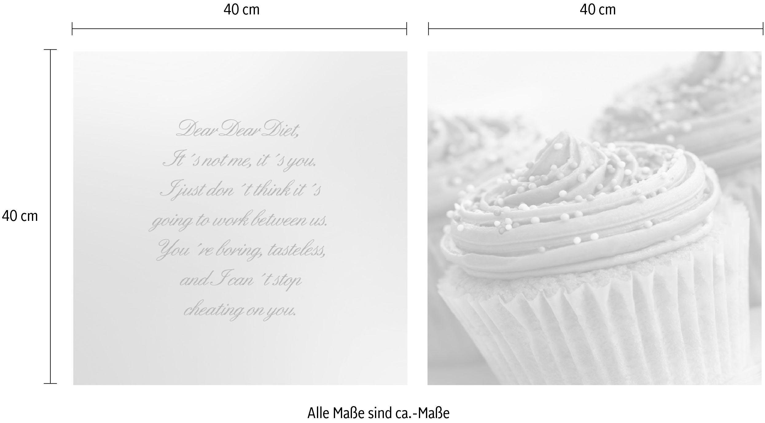 queence Artprint op linnen Cupcakes Premium canvasstof, handgemaakt in Duitsland, uitspraak, 2-delige set (set)