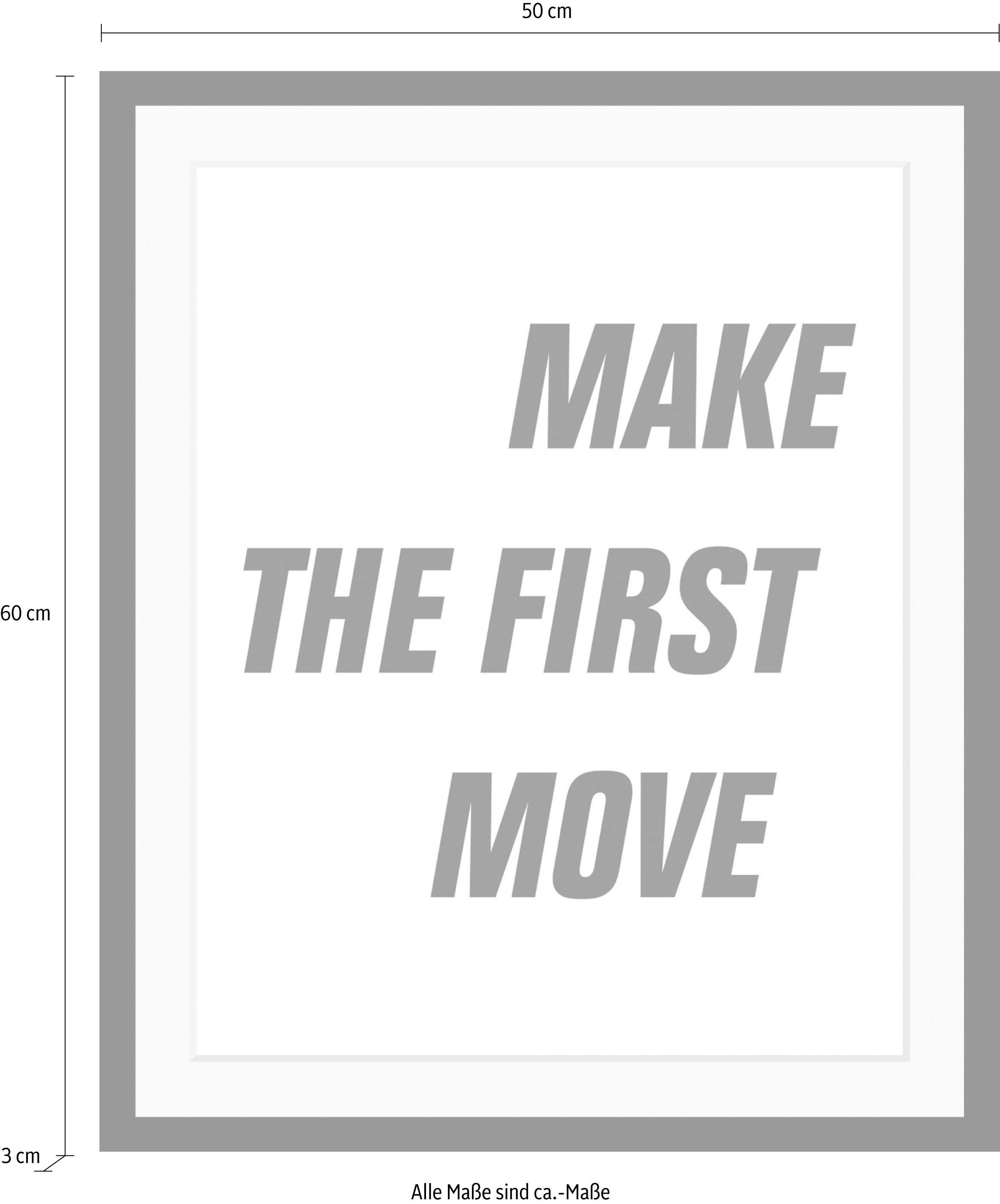 queence Wanddecoratie First Move HD premium posterdruk incl. houten lijst