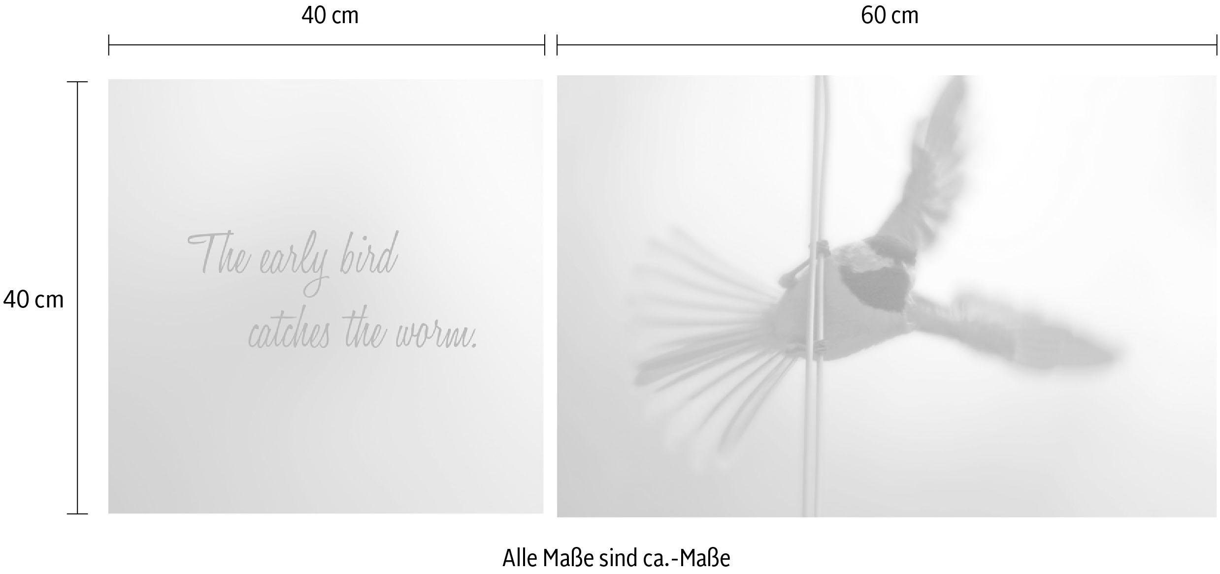 queence Artprint op linnen Early Bird Premium canvasstof, handgemaakt in Duitsland, uitspraak, 2-delige set (set)