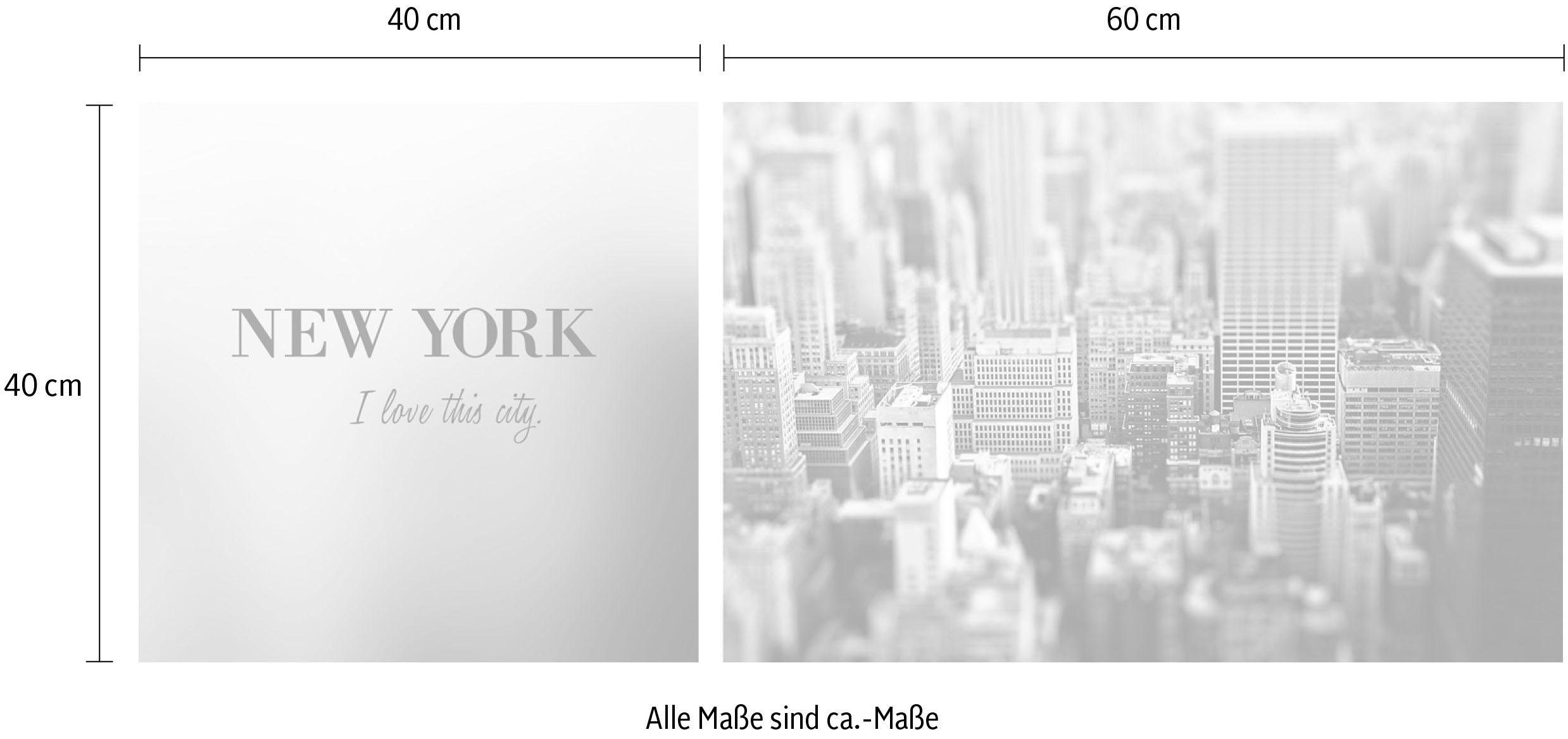 queence Artprint op linnen New York Premium canvasstof, handgemaakt in Duitsland, uitspraak, 2-delige set (set)