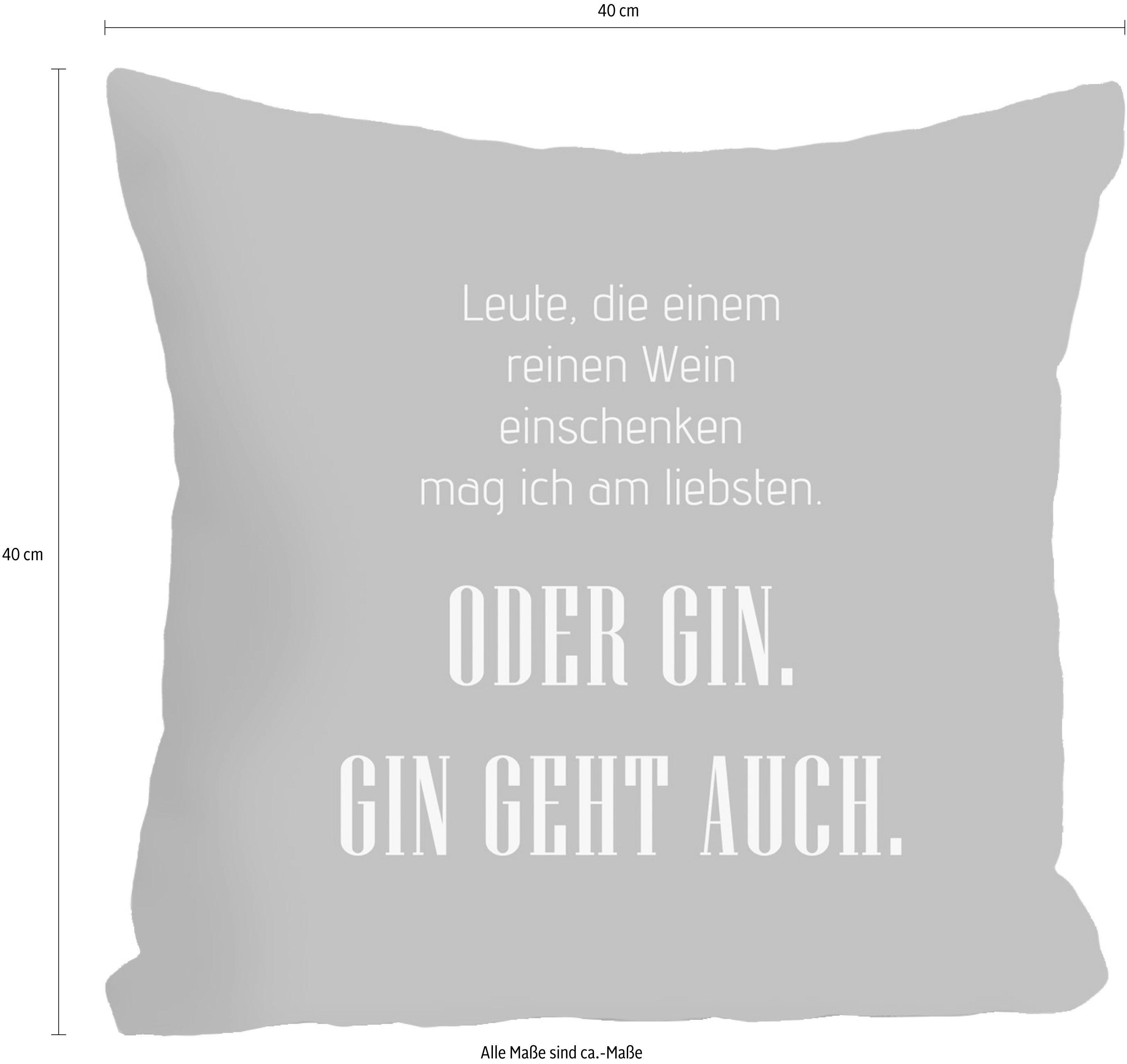 queence Sierkussen Wijn & gin met opschrift, kussenovertrek zonder vulling(1 stuk)
