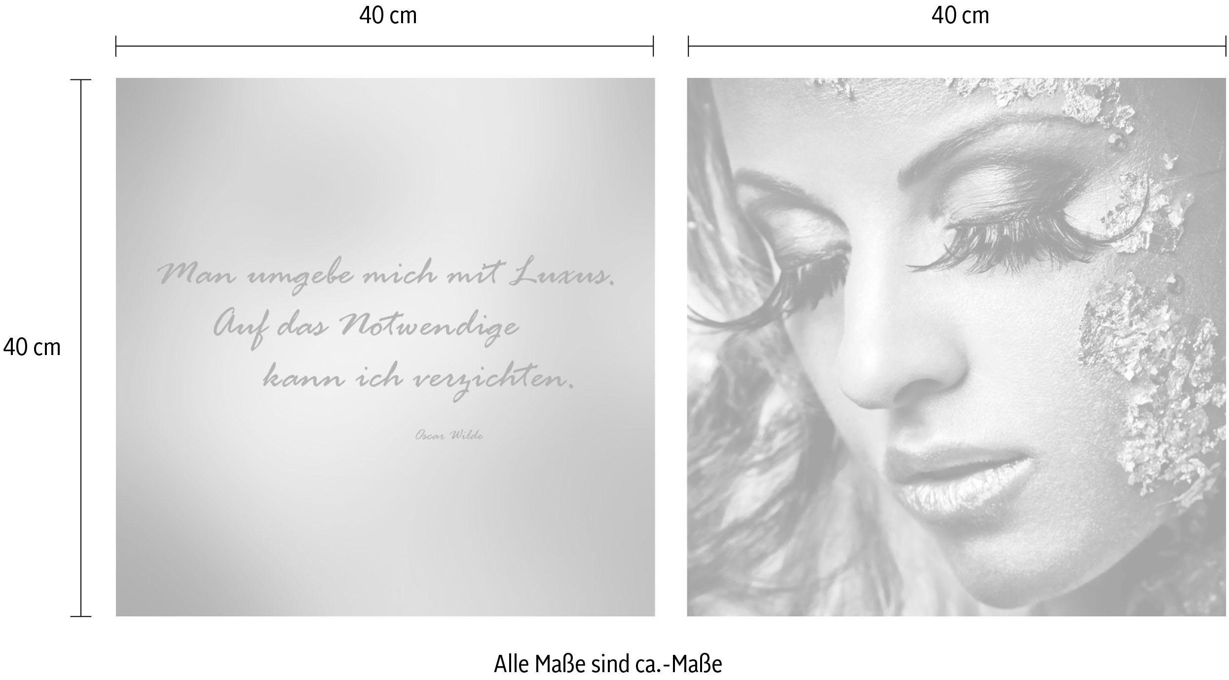 queence Artprint op linnen Rijkdom Premium canvasstof, handgemaakt in Duitsland, citaat, 2-delige set (set)
