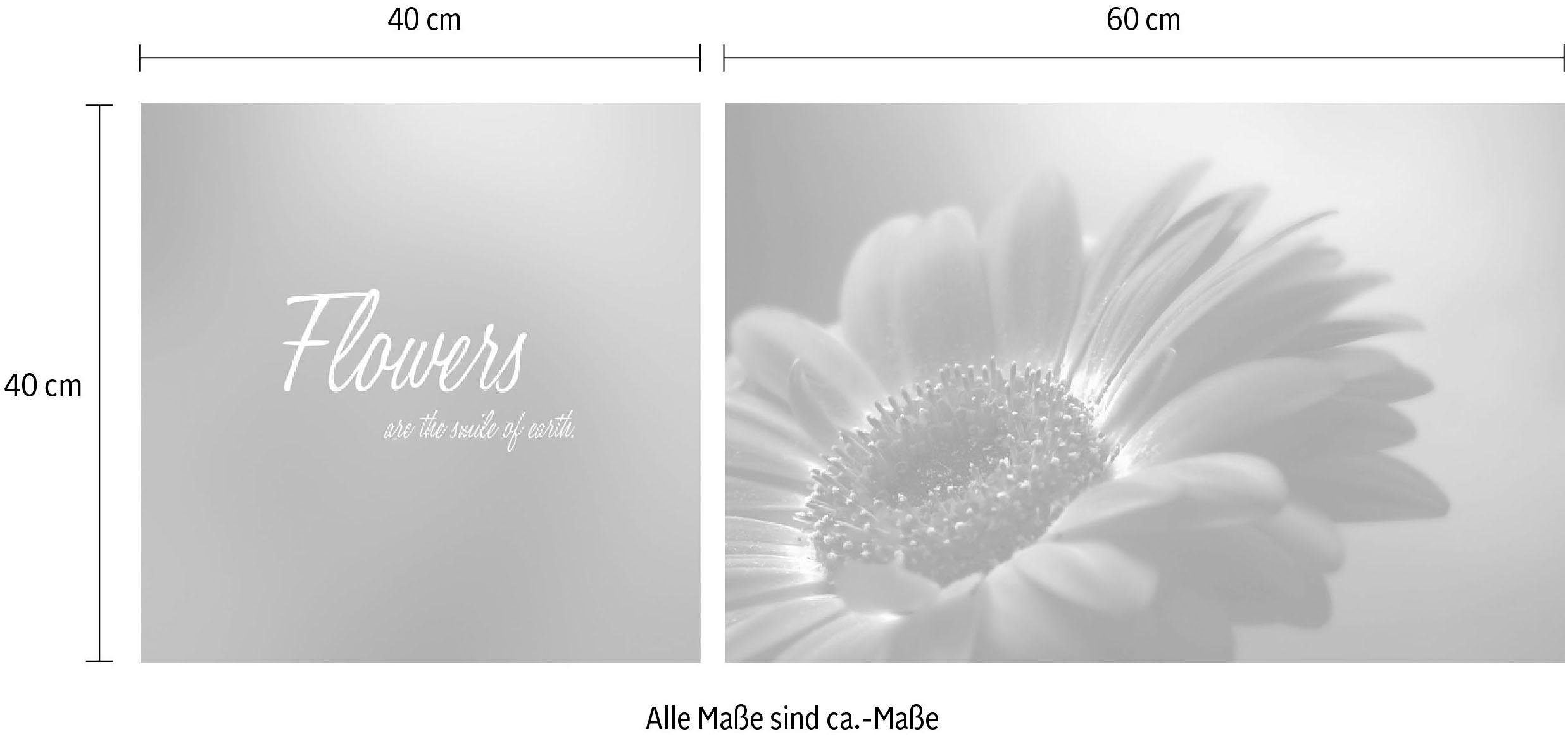 queence Artprint op linnen Flower Premium canvasstof, handgemaakt in Duitsland, uitspraak, 2-delige set (set)