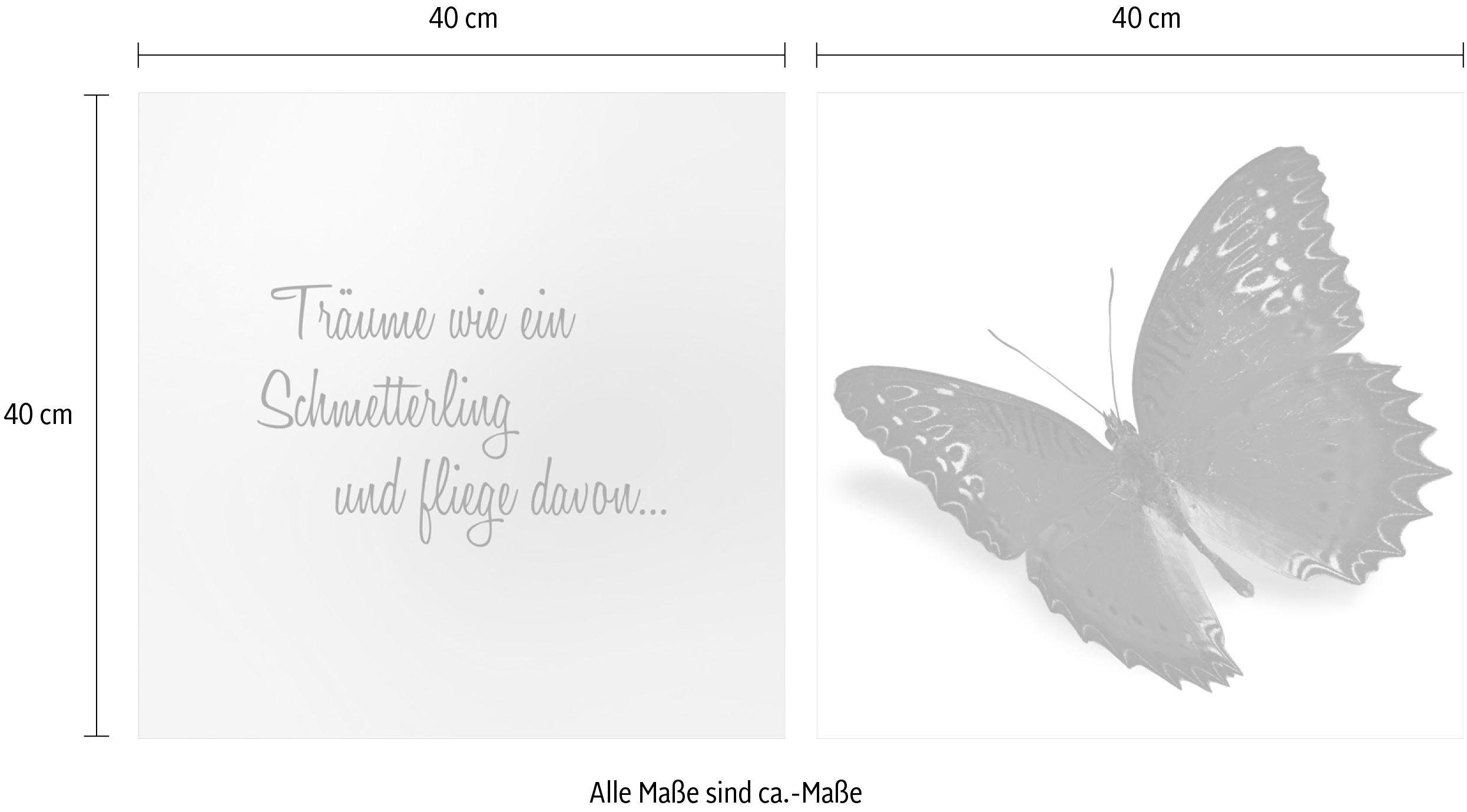 queence Artprint op linnen Vlieg daarvan Premium canvasstof, handgemaakt in Duitsland, uitspraak, 2-delige set (set)