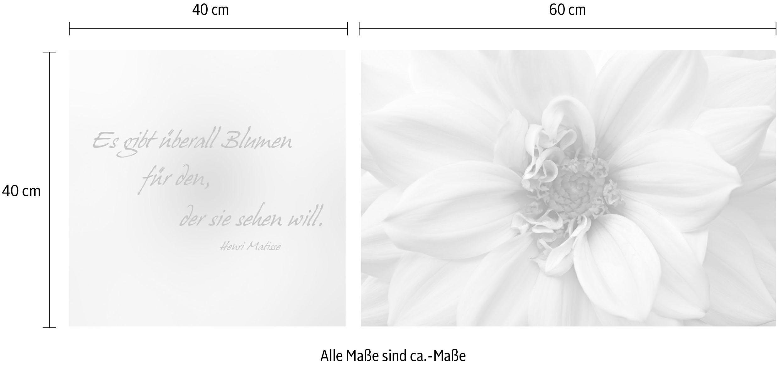 queence Artprint op linnen Bloemen Premium canvasstof, handgemaakt in Duitsland, citaat, 2-delige set (set)