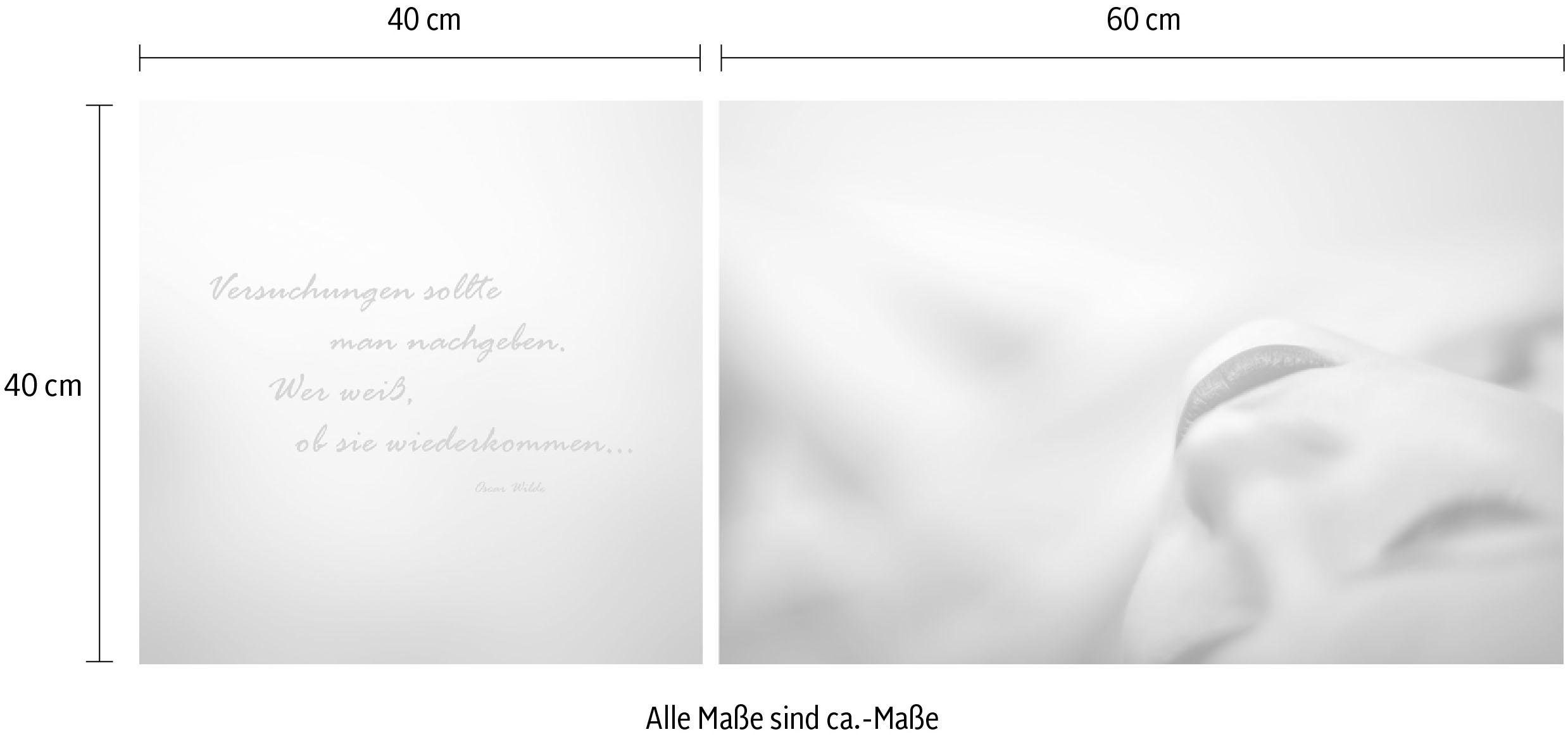 queence Artprint op linnen Verleidingen Premium canvasstof, handgemaakt in Duitsland, citaat, 2-delige set (set)