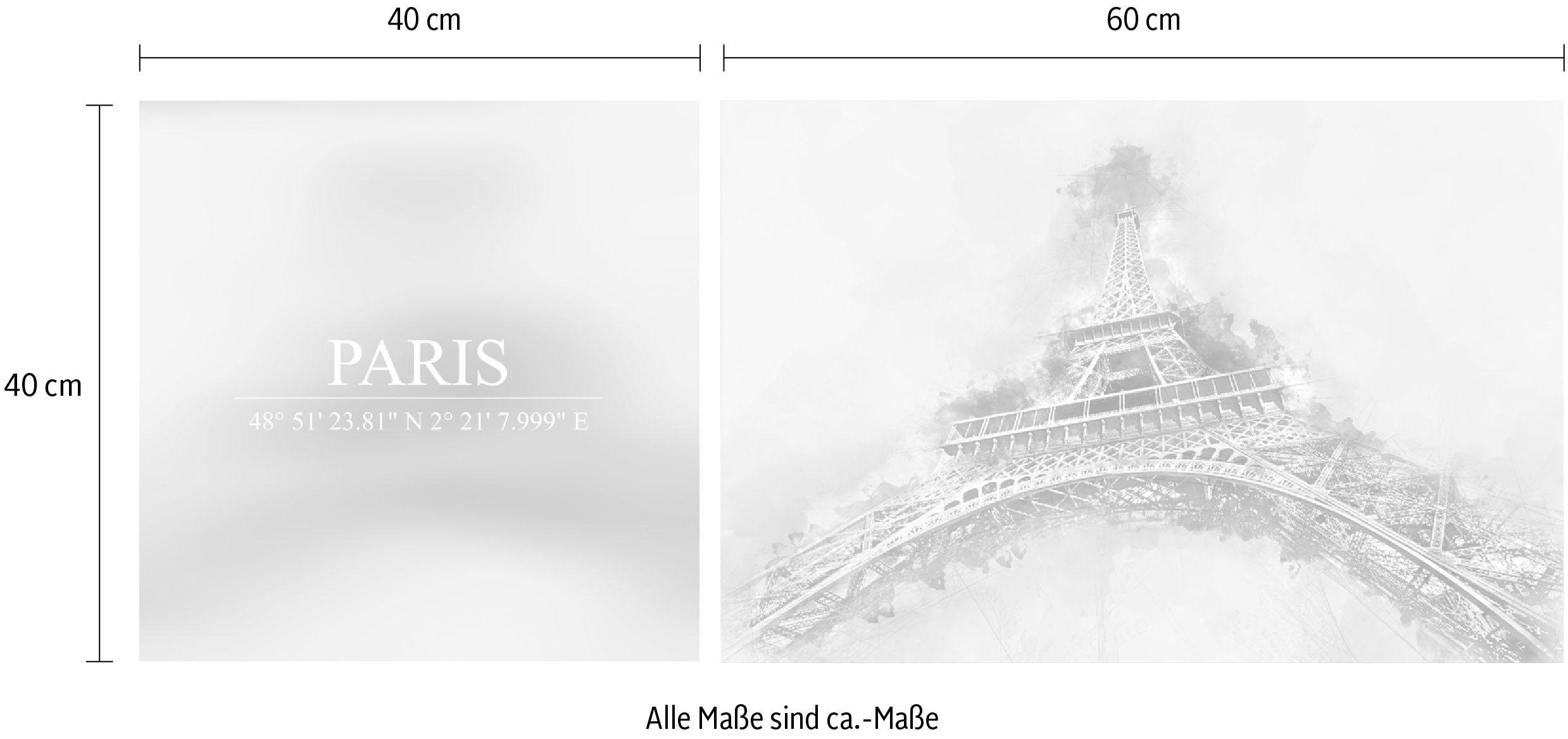 queence Artprint op linnen Paris Premium canvasstof, handgemaakt in Duitsland, uitspraak, 2-delige set (set)