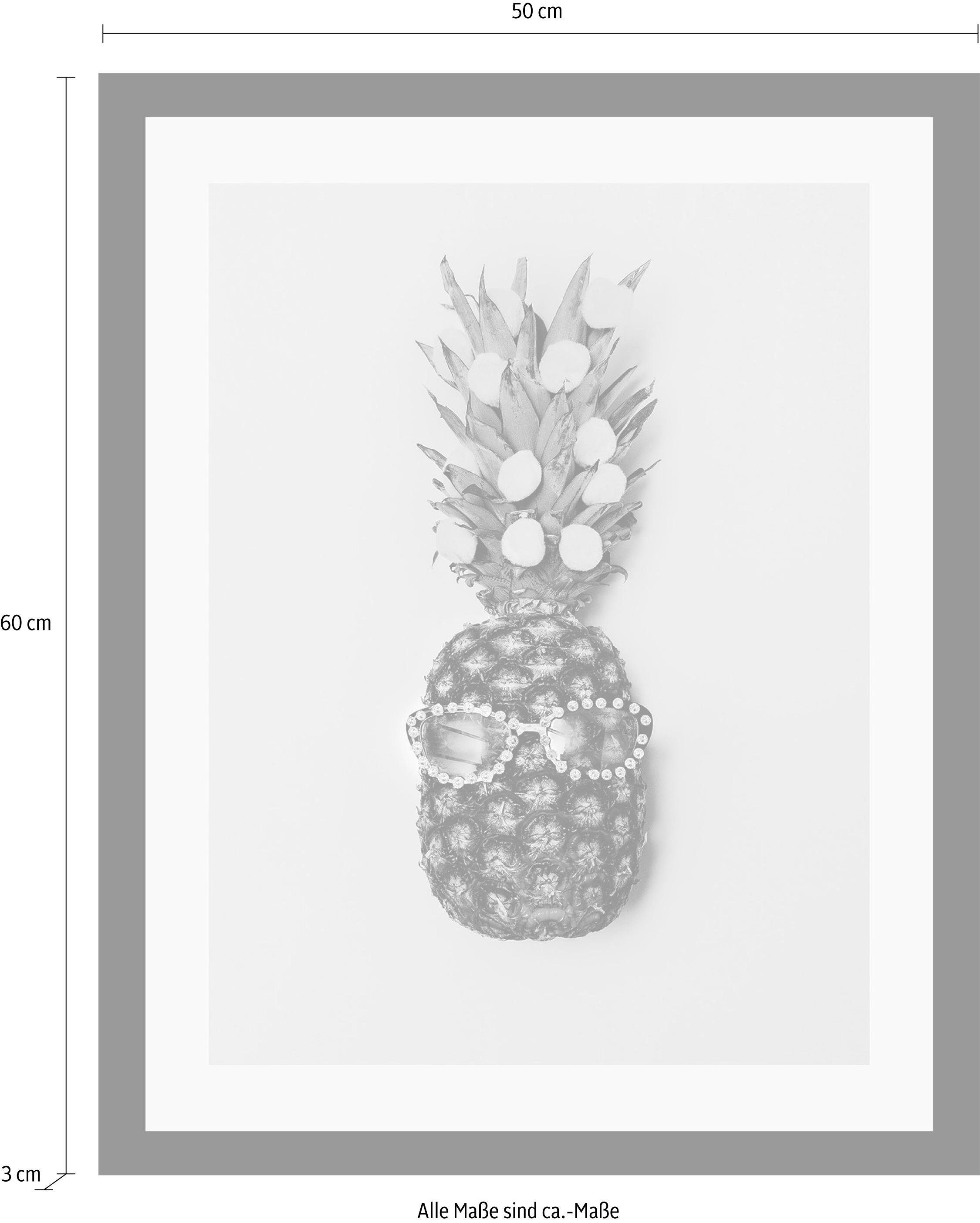 queence Wanddecoratie Ananas HD premium posterdruk incl. houten lijst