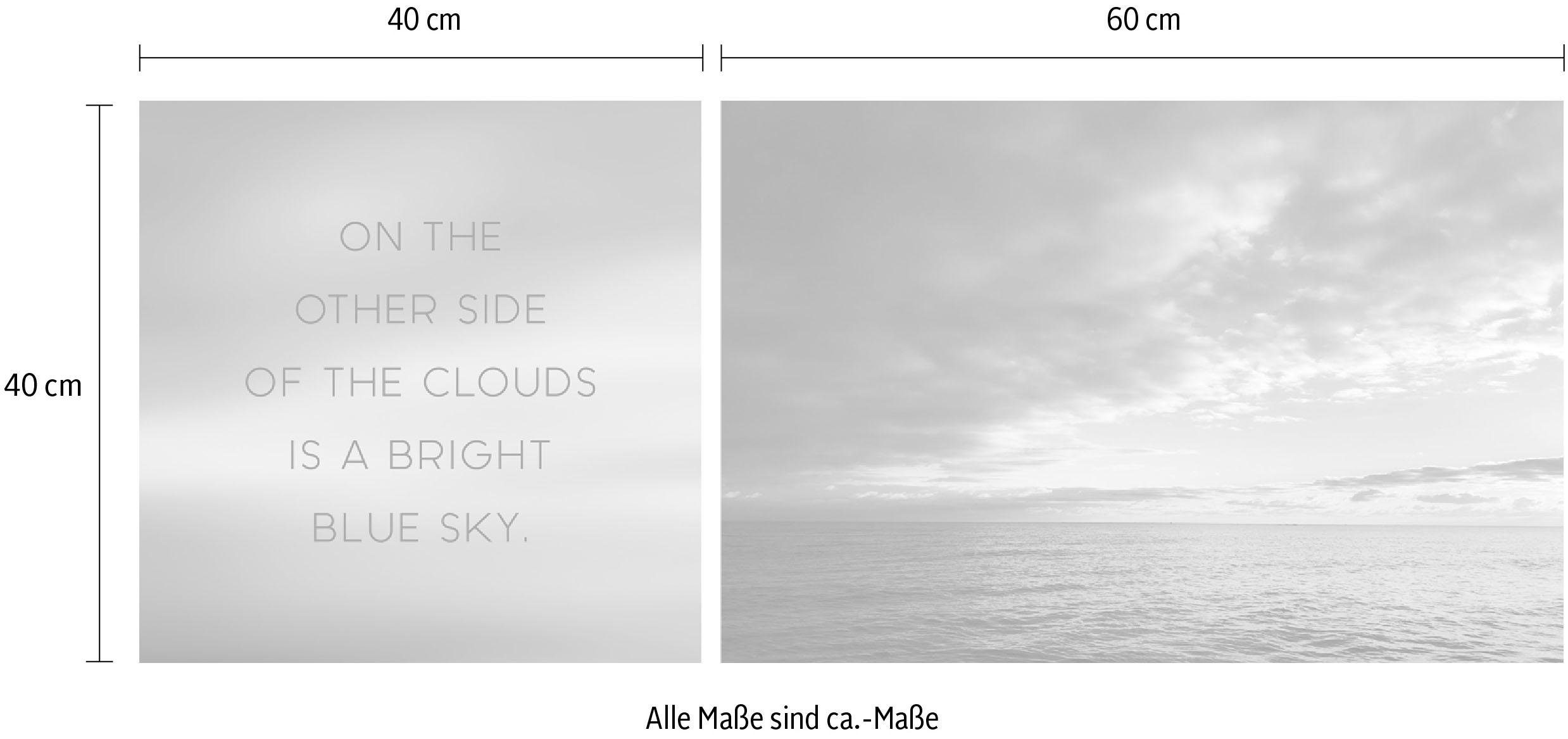 queence Artprint op linnen Blue sky Premium canvasstof, handgemaakt in Duitsland, uitspraak, 2-delige set (set)