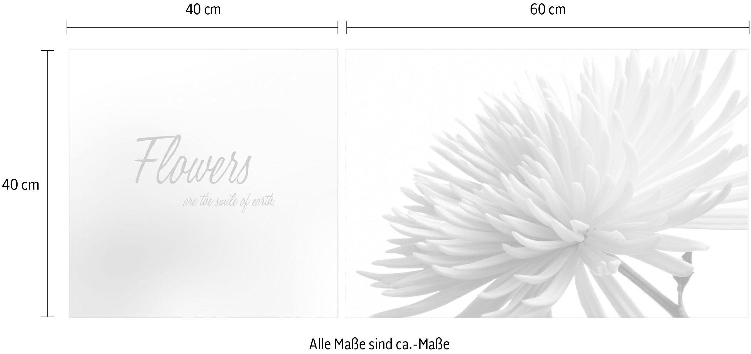 queence Artprint op linnen Flowers Premium canvasstof, handgemaakt in Duitsland, uitspraak, 2-delige set (set)