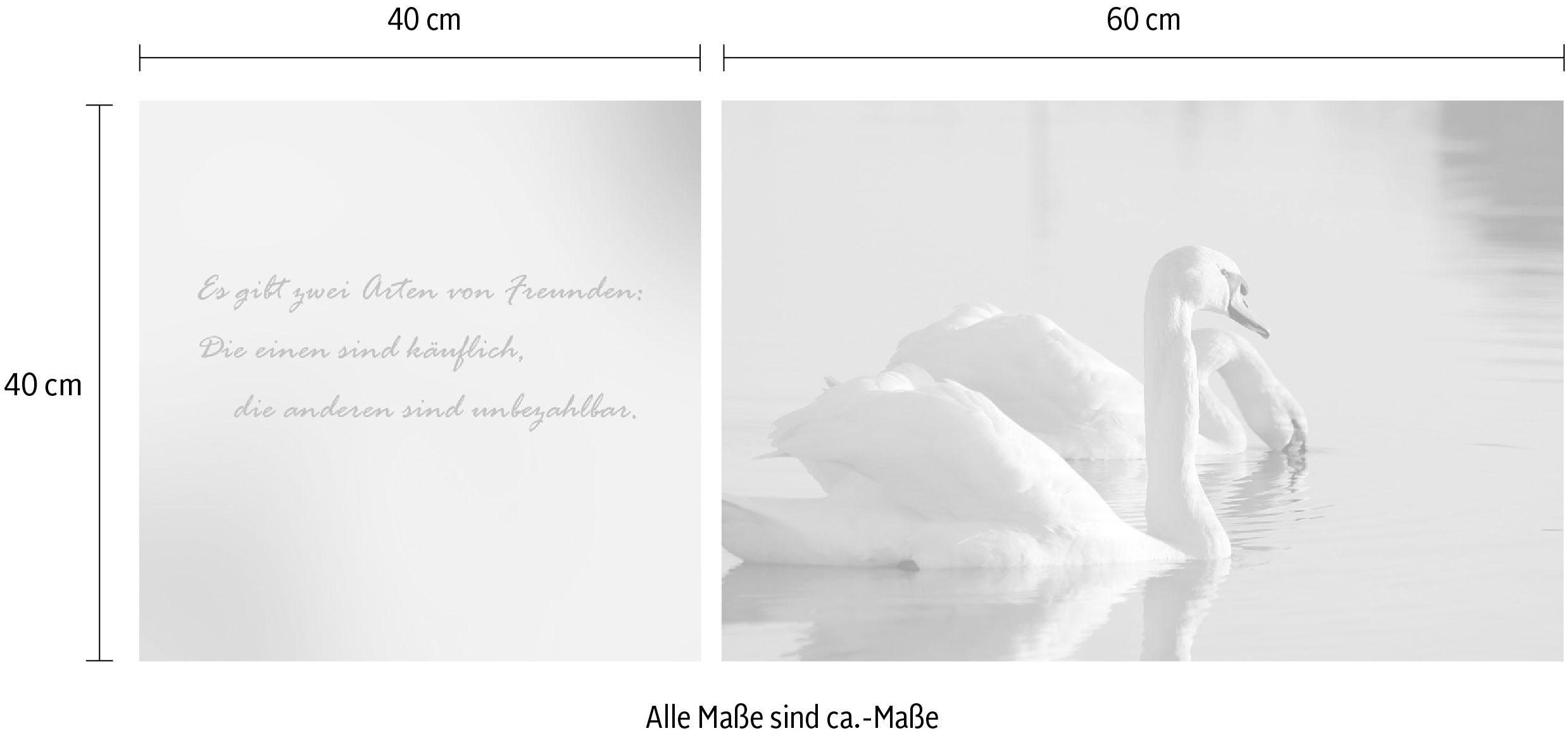 queence Artprint op linnen Vrienden Premium canvasstof, handgemaakt in Duitsland, citaat, 2-delige set (set)