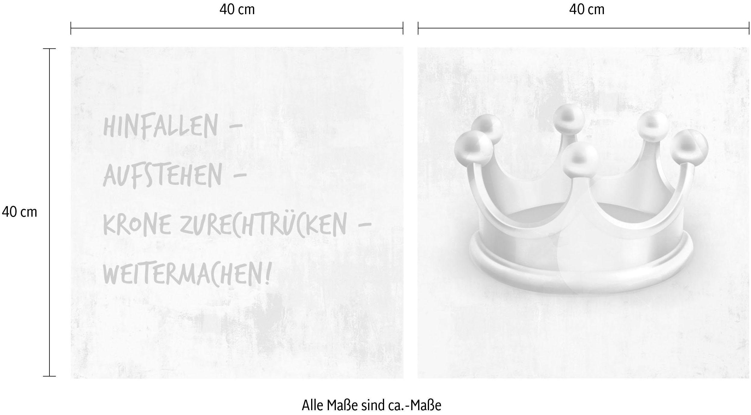 queence Artprint op linnen Kroon Premium canvasstof, handgemaakt in Duitsland, uitspraak, 2-delige set (set)