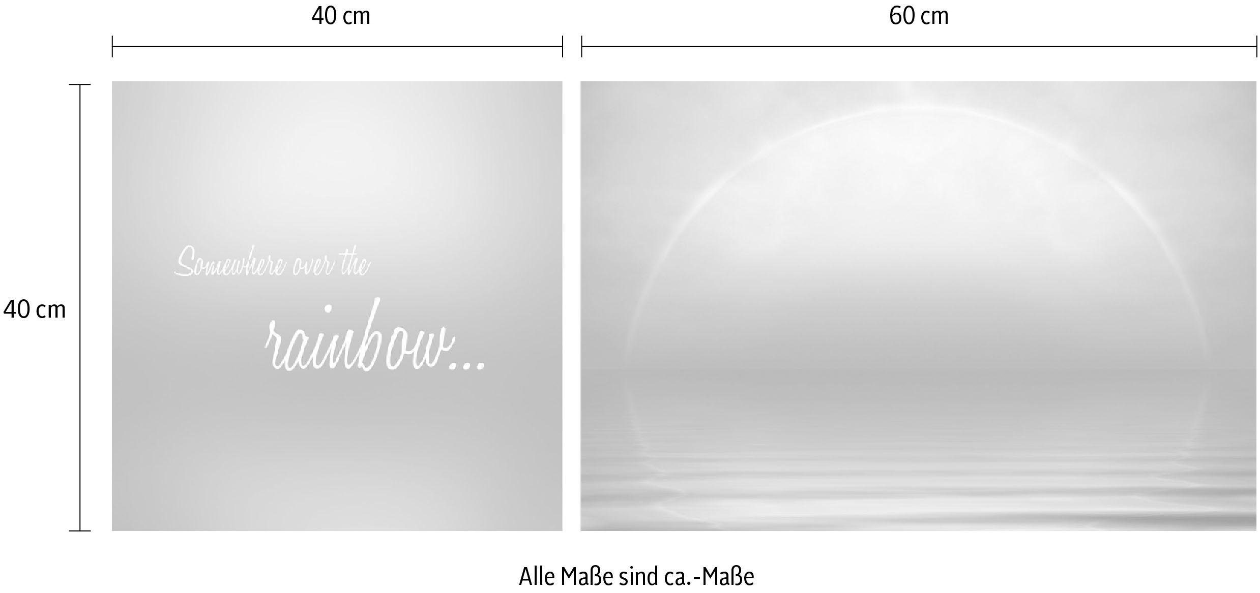 queence Artprint op linnen Rainbow Premium canvasstof, handgemaakt in Duitsland, uitspraak, 2-delige set (set)