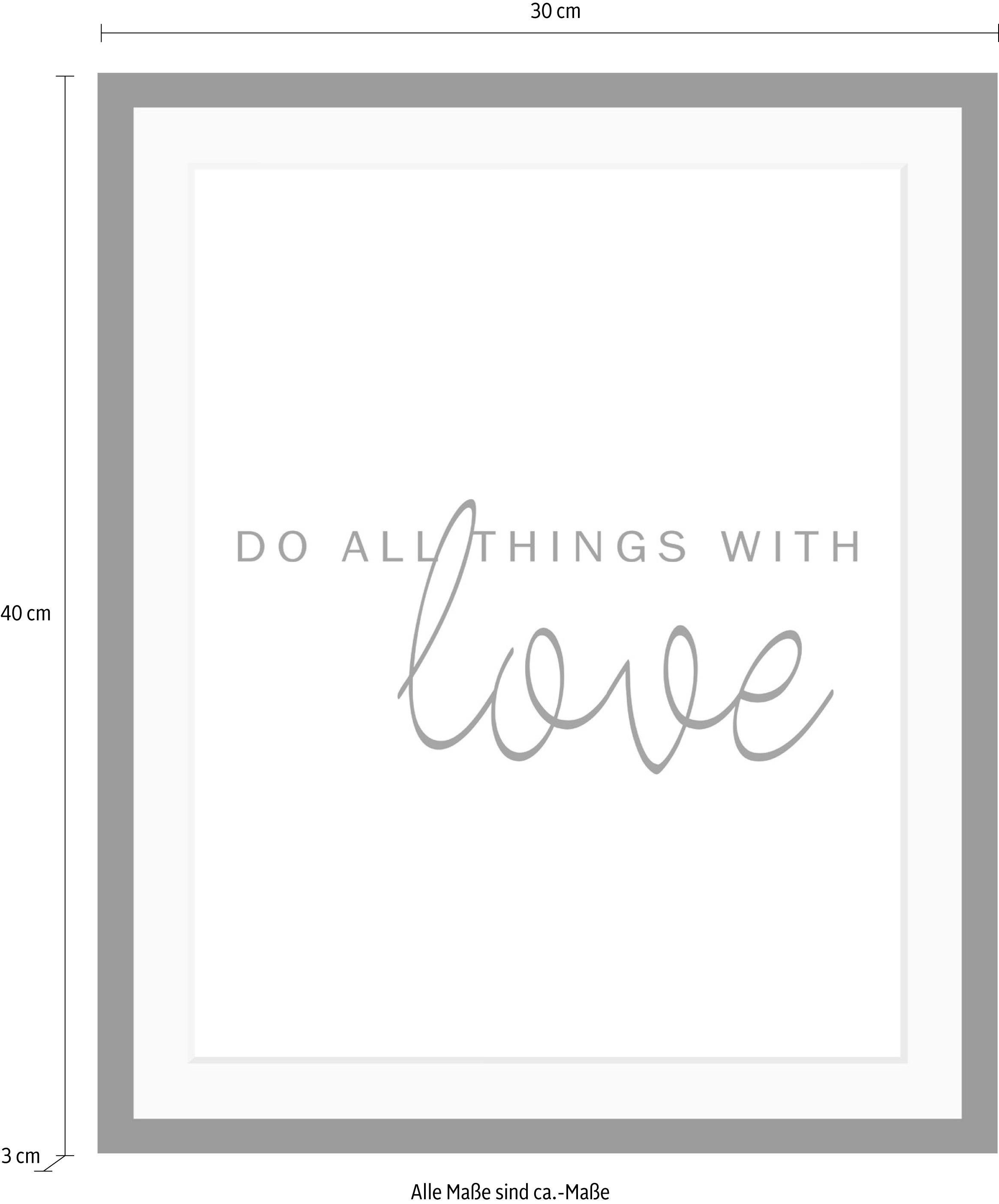 queence Wanddecoratie Liefde HD premium posterdruk incl. houten lijst