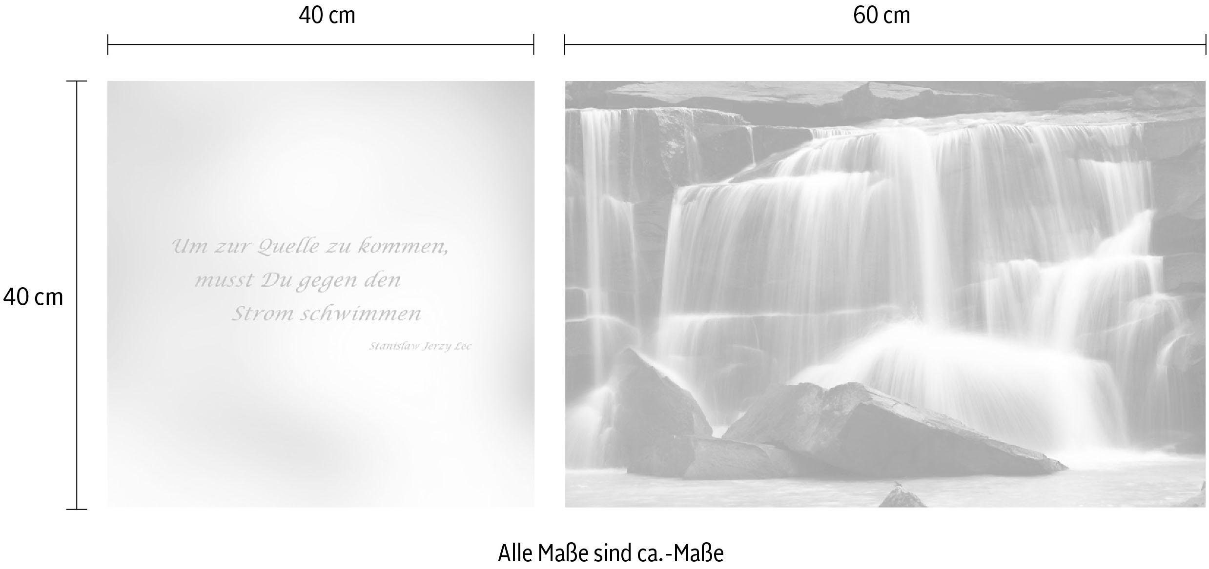 queence Artprint op linnen Bron Premium canvasstof, handgemaakt in Duitsland, citaat, 2-delige set (set)