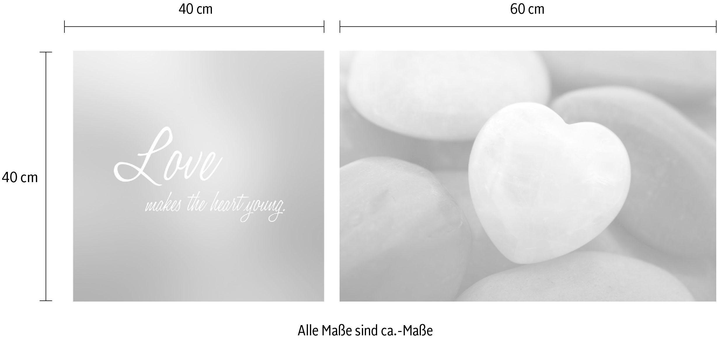 queence Artprint op linnen Love Premium canvasstof, handgemaakt in Duitsland, uitspraak, 2-delige set (set)