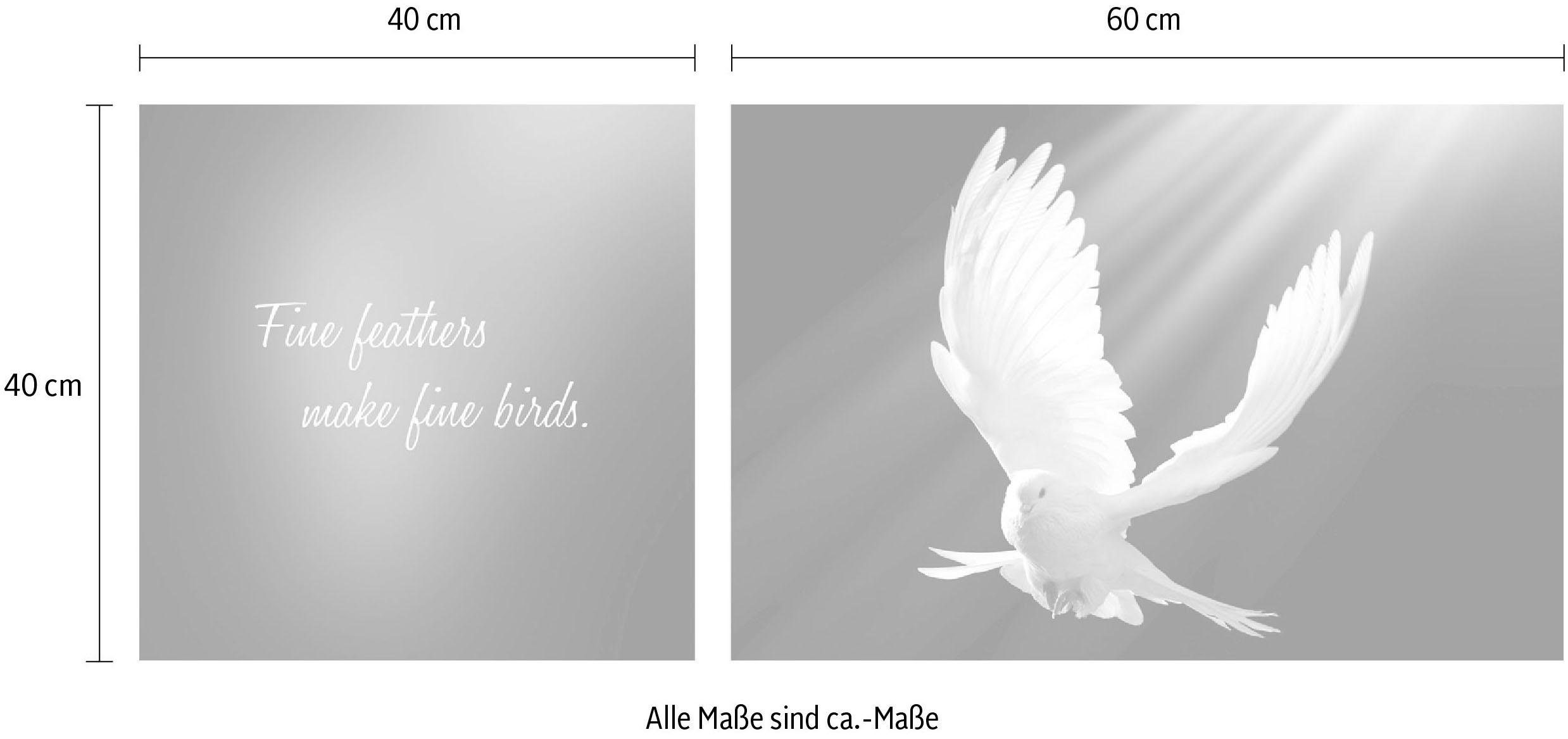 queence Artprint op linnen Birds Premium canvasstof, handgemaakt in Duitsland, uitspraak, 2-delige set (set)