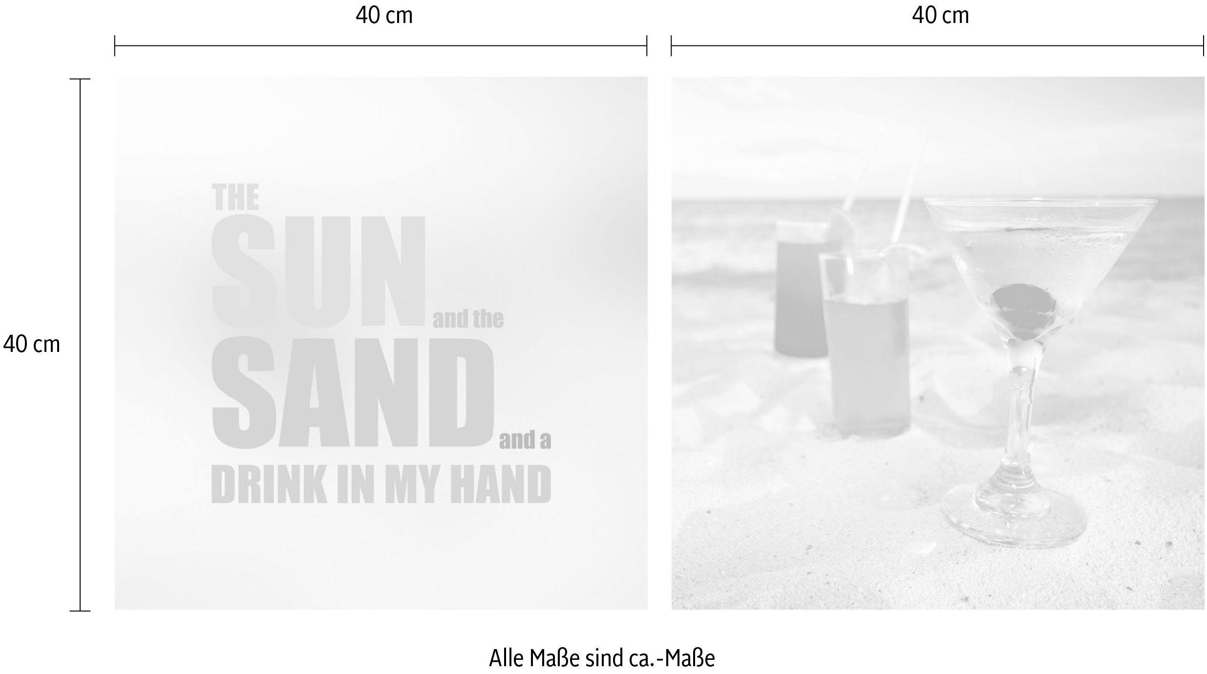 queence Artprint op linnen Sun & Sand Premium canvasstof, handgemaakt in Duitsland, uitspraak, 2-delige set (set)