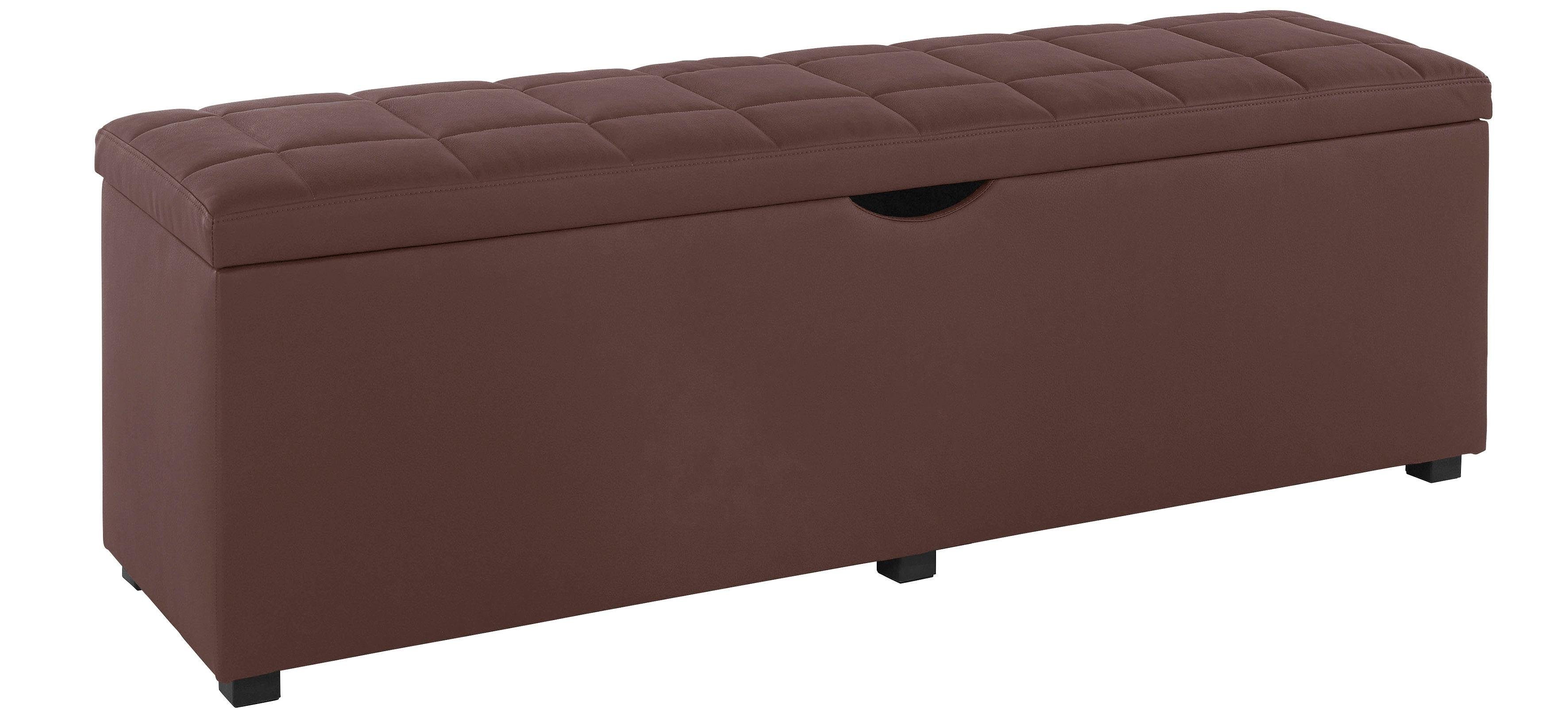 Places of Style Hockerbank Checked met bergruimte, breedte 120 cm en 160 cm, als bedbank te gebruiken hockers maat 120 cm x 42 cm x 40 cm bruin