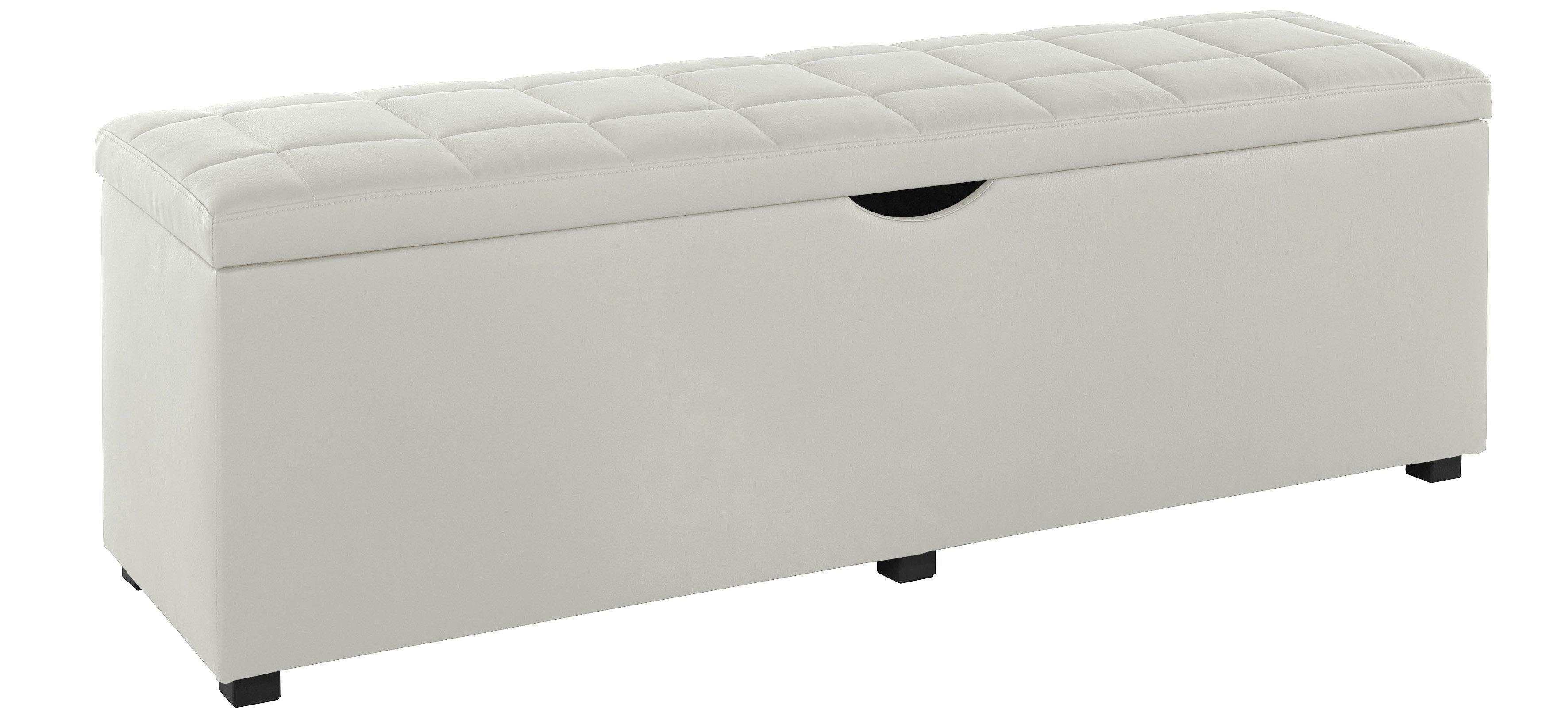 Places of Style Hockerbank Checked met bergruimte, breedte 120 cm en 160 cm, als bedbank te gebruiken hockers maat 120 cm x 42 cm x 40 cm wit