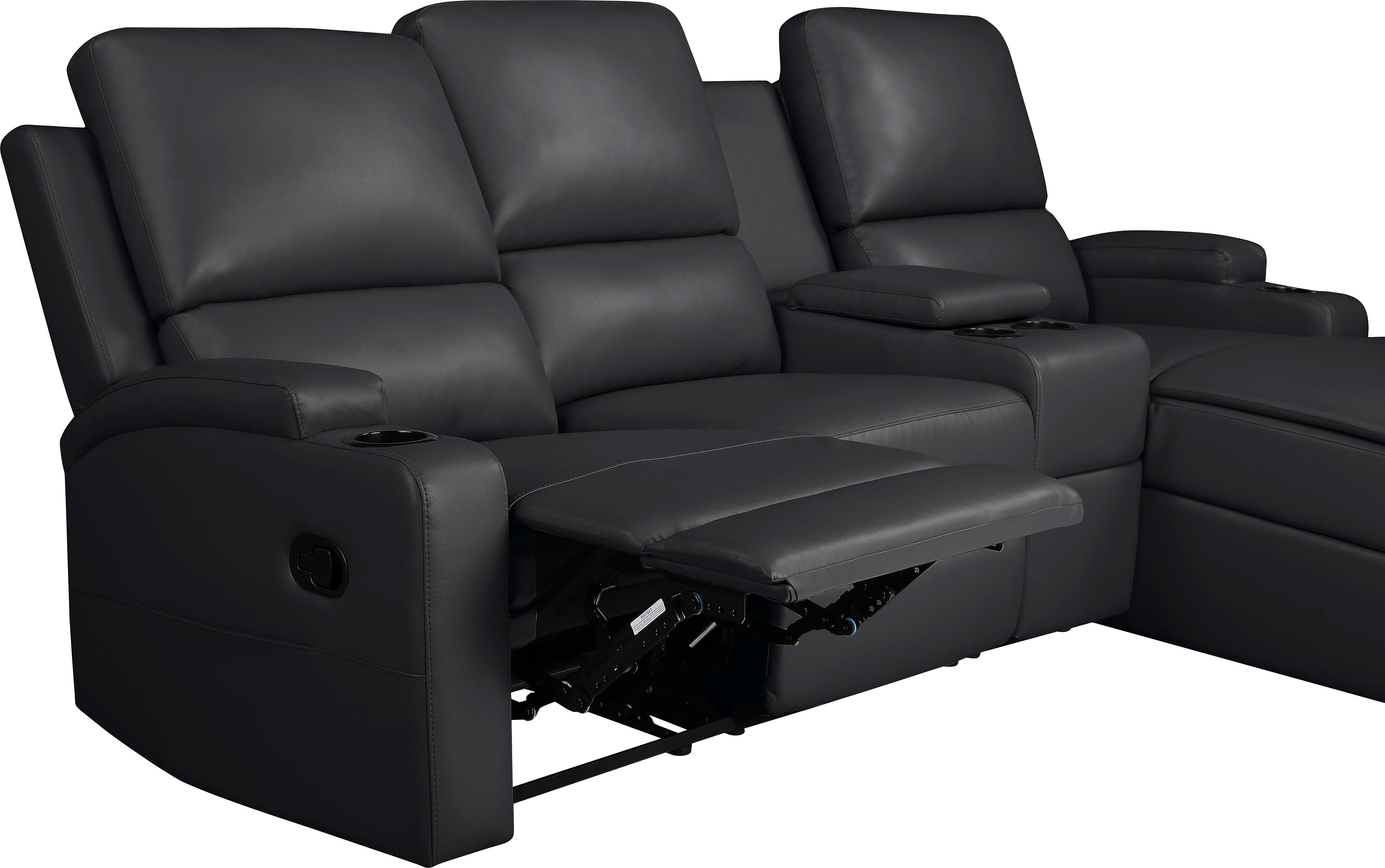 Home affaire Hoekbank Napori multimediabank, 3 bioscoopstoelen XXL, L-model, Bioscoopbank met relaxfunctie, bekerhouder, opbergvak en opbergbox