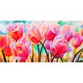 home affaire decoratief paneel cynthia ann - tulips in wonderland 100x50 cm roze