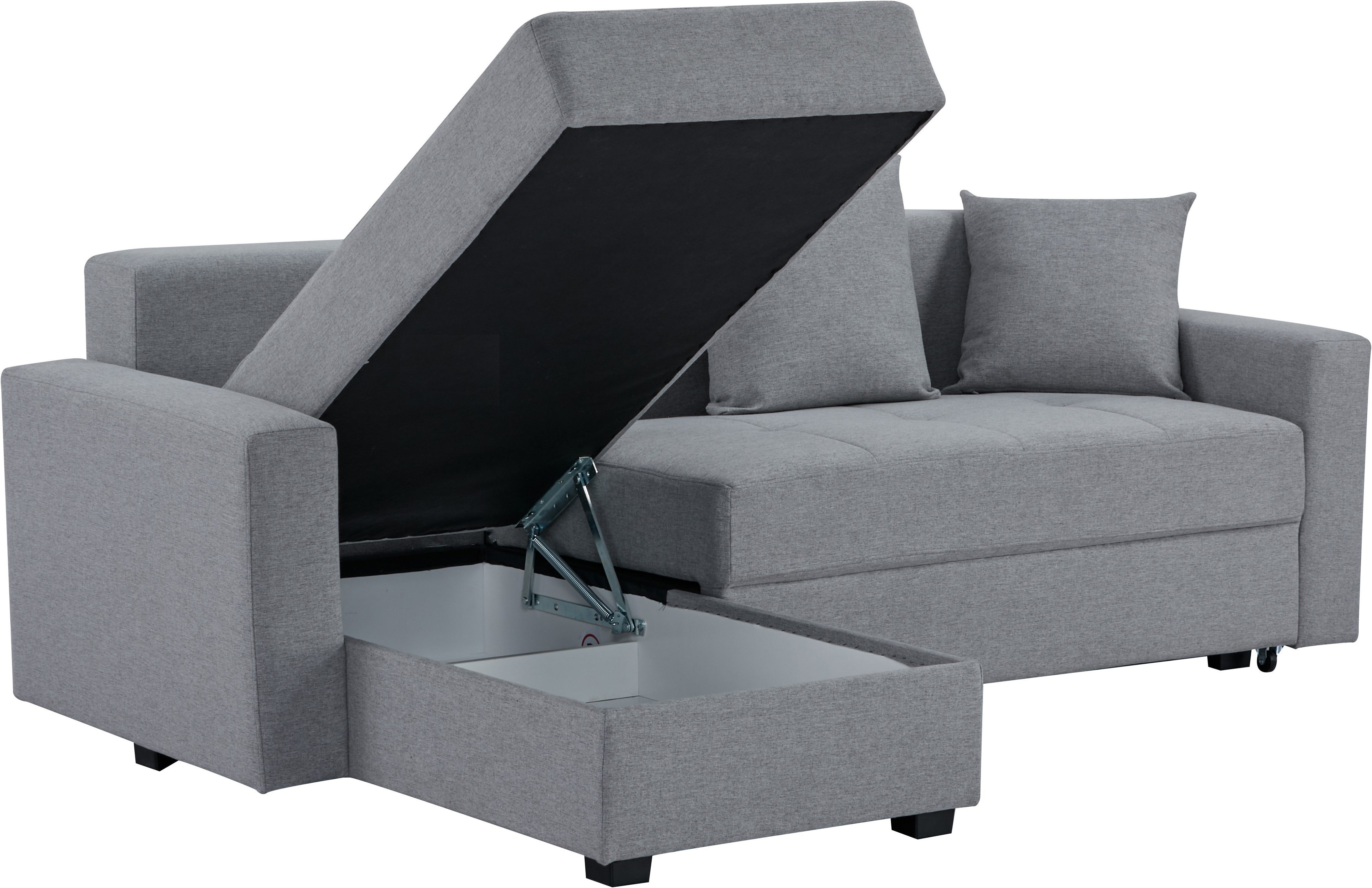 INOSIGN Hoekbank KILLAM, 217 cm, L-vorm, met slaapfunctie en bedlade Recamière rechts / links monteerbaar, in cord en geweven stof