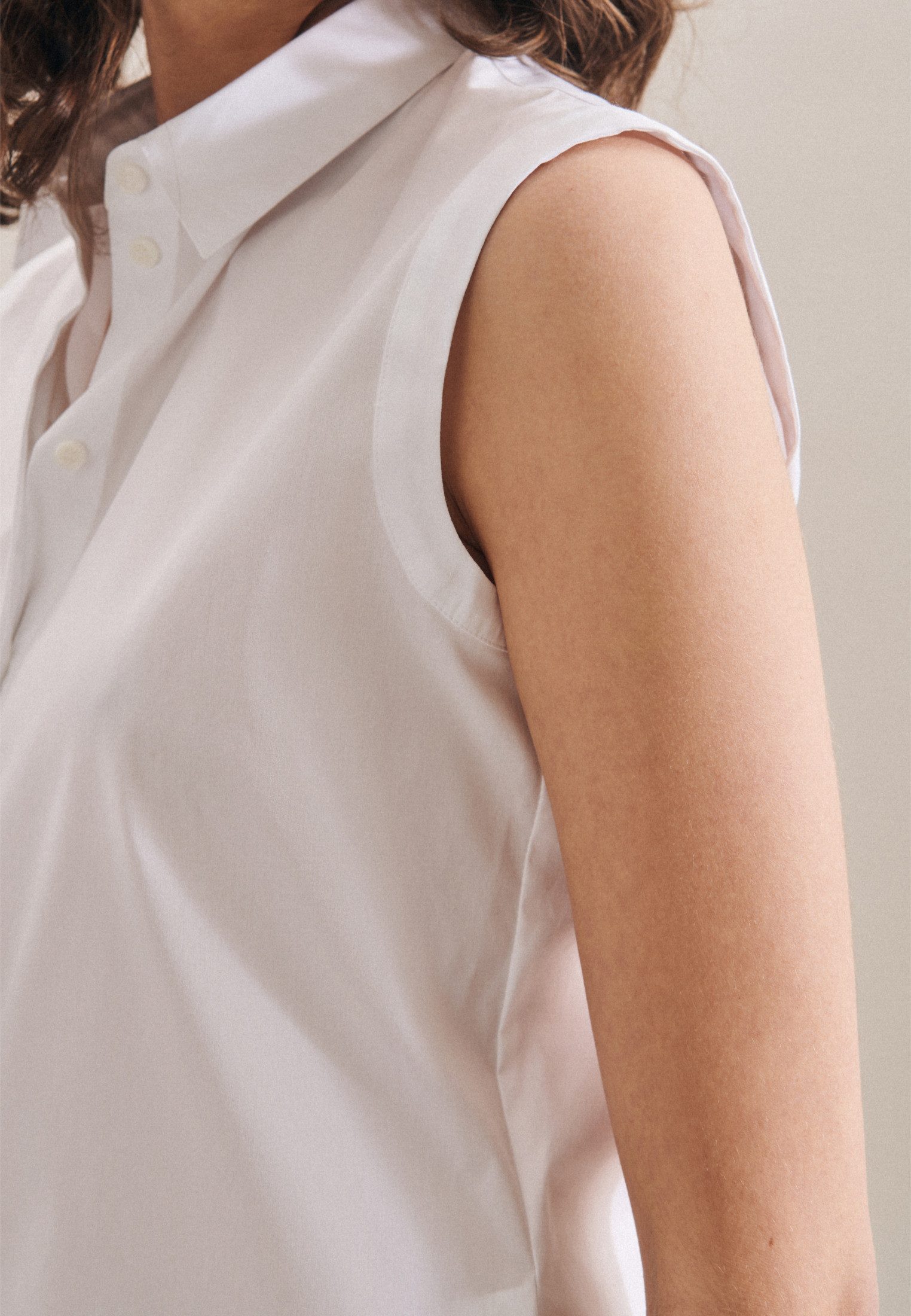 seidensticker Overhemdblouse Zwarte roos Zonder mouwen kraag uni