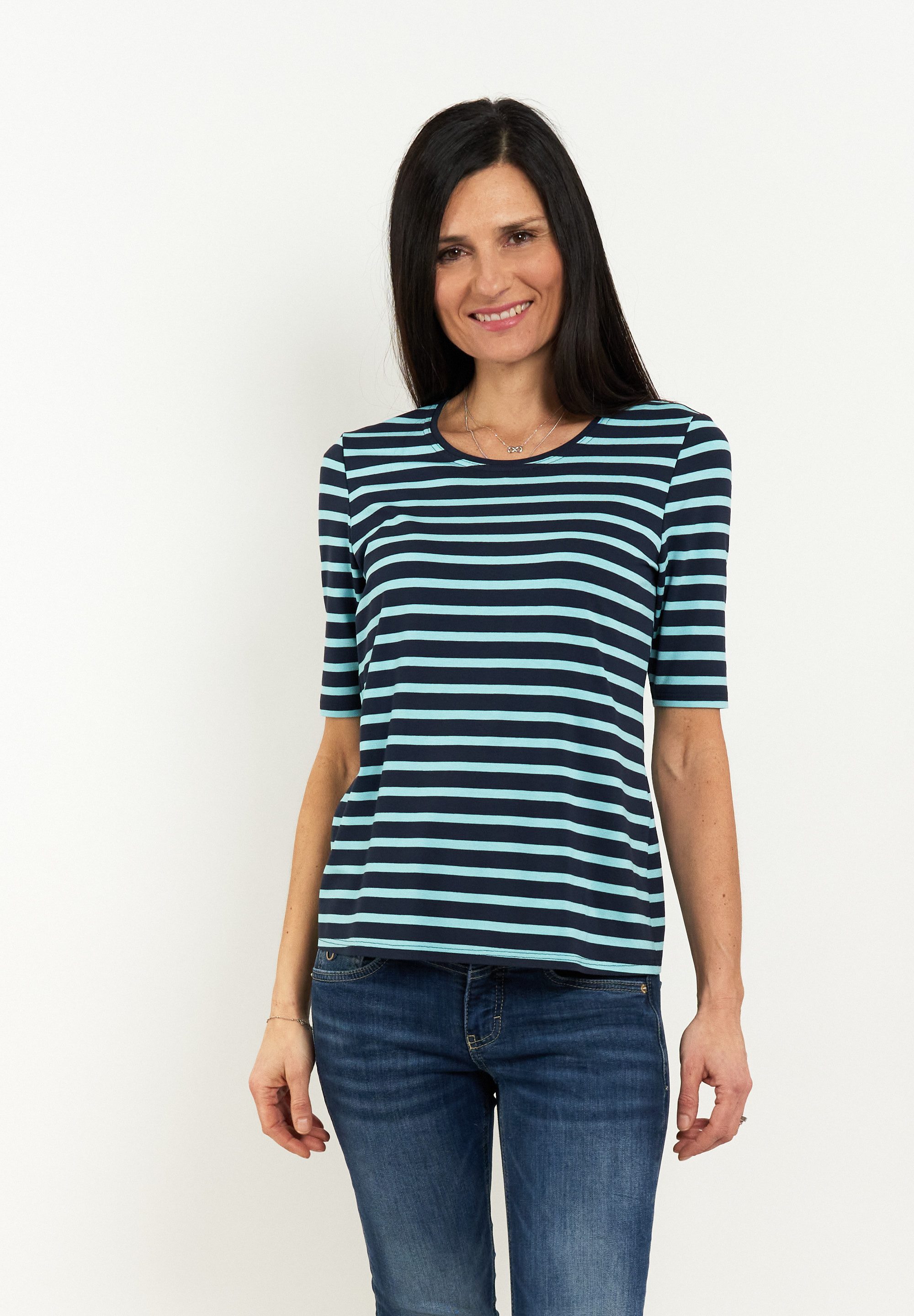 Seidel Moden T-shirt met streepjespatroon, made in germany dames t-shirts maat 38 blauw