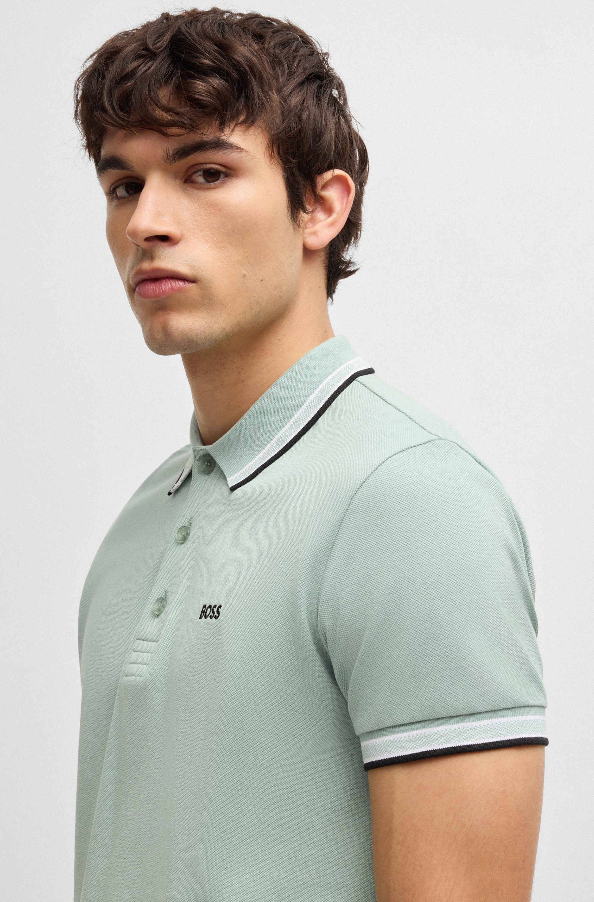 BOSS GREEN Poloshirt PADDY met contrasterende strepen aan de kraag