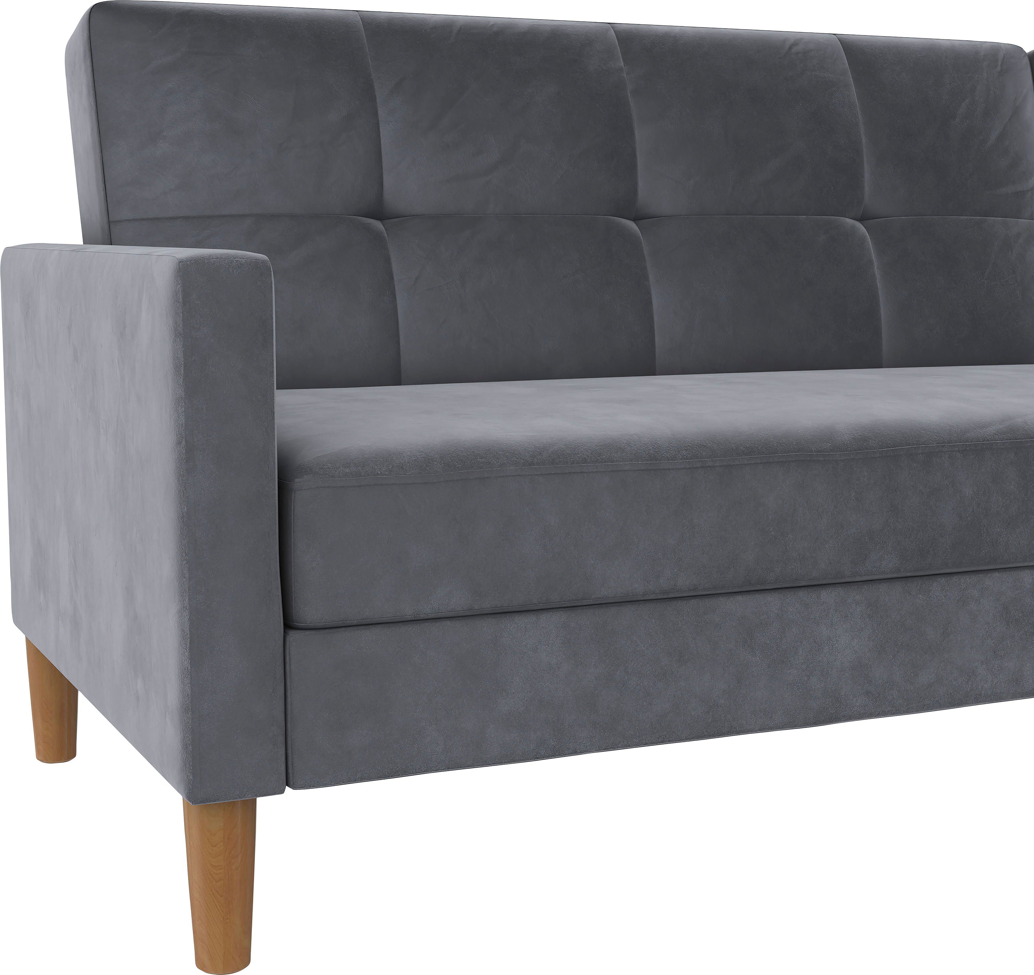 Dorel Home Hoekbank Lilly, L-vorm met bedfunctie, récamier aan beide kanten te monteren, zithoogte 43 cm