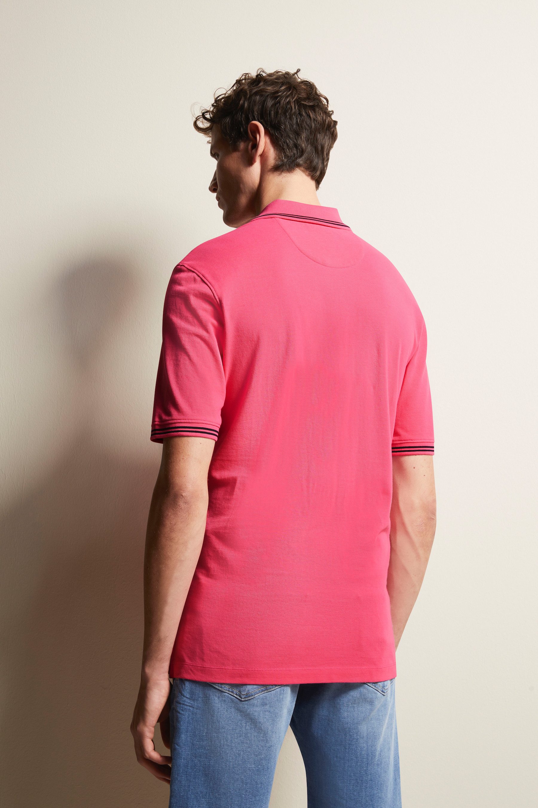 Bugatti Poloshirt met contraststrepen