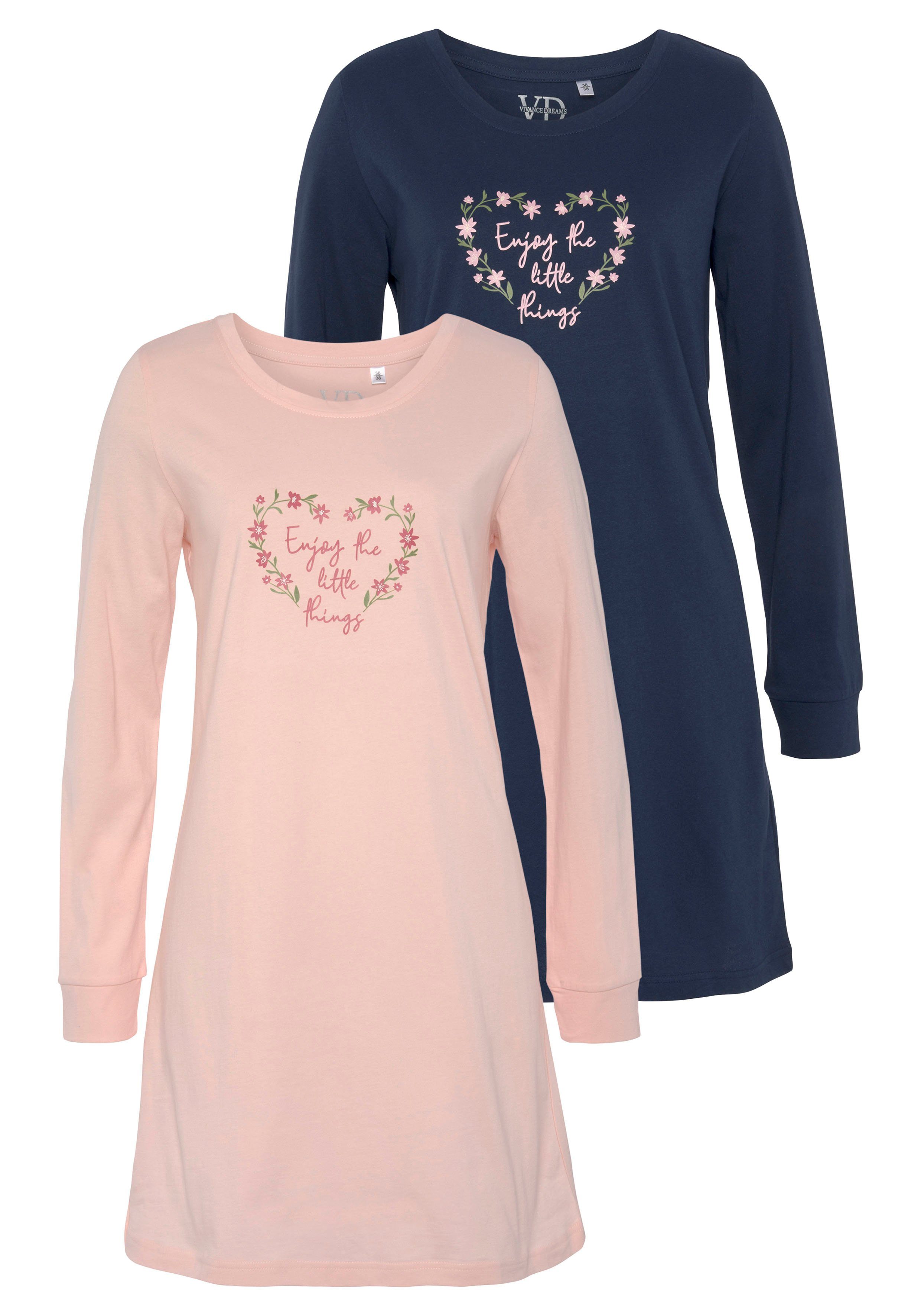 Vivance Dreams Nachthemd met bloemenprint in een dubbelpack (Set van 2)