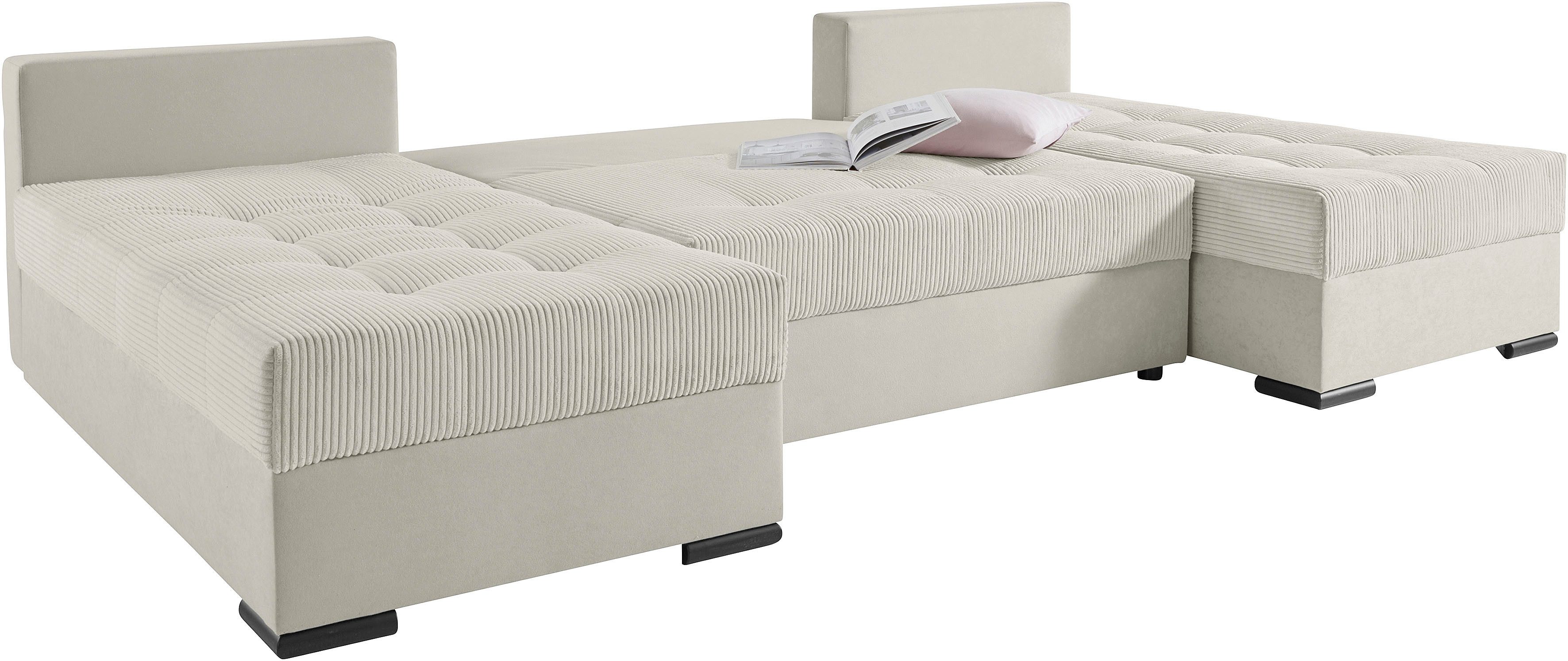 COLLECTION AB Zithoek Josy U-vorm, breedte 269 cm, platweefsel, structuur, kunstleer