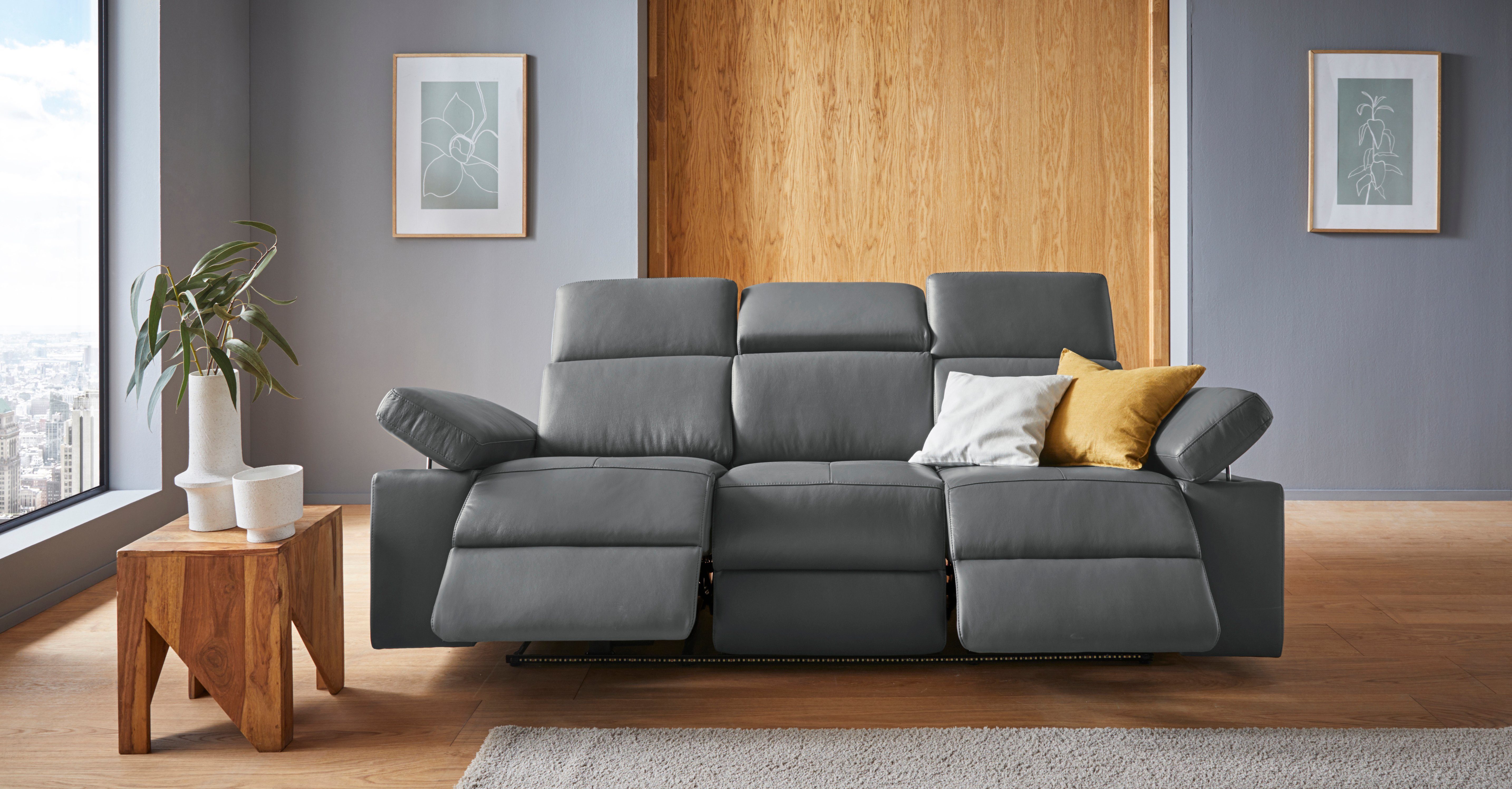 Places of Style 3-zitsbank Kilado met 2x relaxfunctie, verstelbare armleuning, verstelbare hoofdsteun