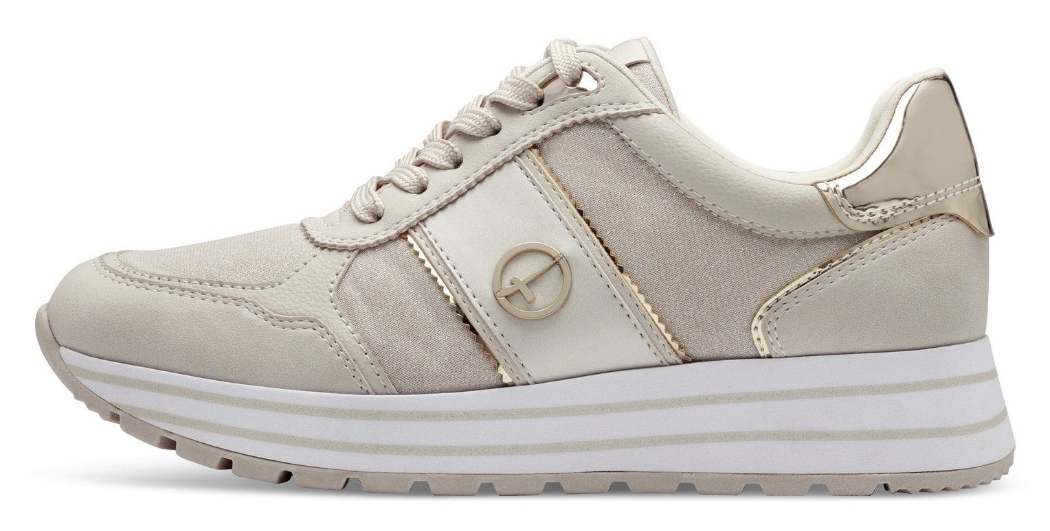 Tamaris Plateausneakers , plateau, vrijetijdsschoen, lage schoen, veterschoen in materiaalmix