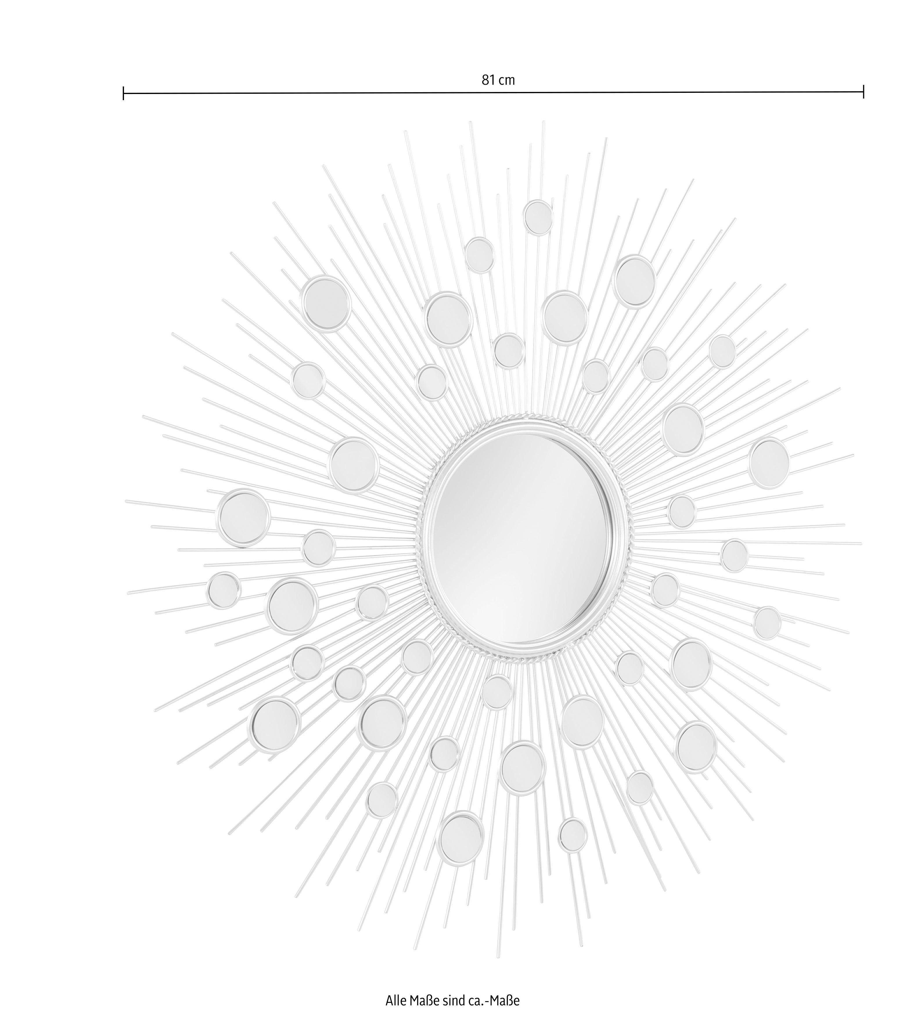 Leonique Sierspiegel Spiegel, zilver Wandspiegel, zon, rond, ø 81 cm, frame van metaal