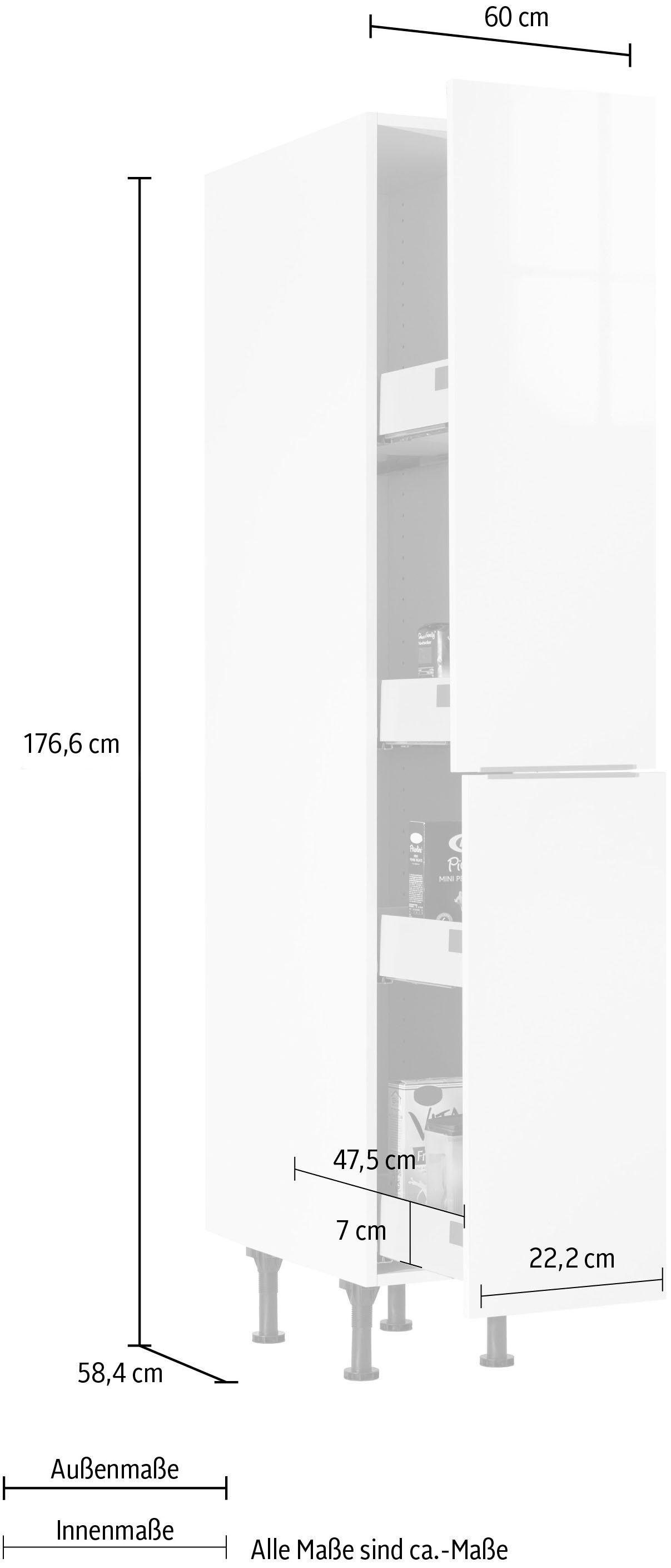 OPTIFIT Apothekerskast Tara met 2 volledig uittrekbare laden en 4 legplanken, soft-closefunctie, breedte 30 cm