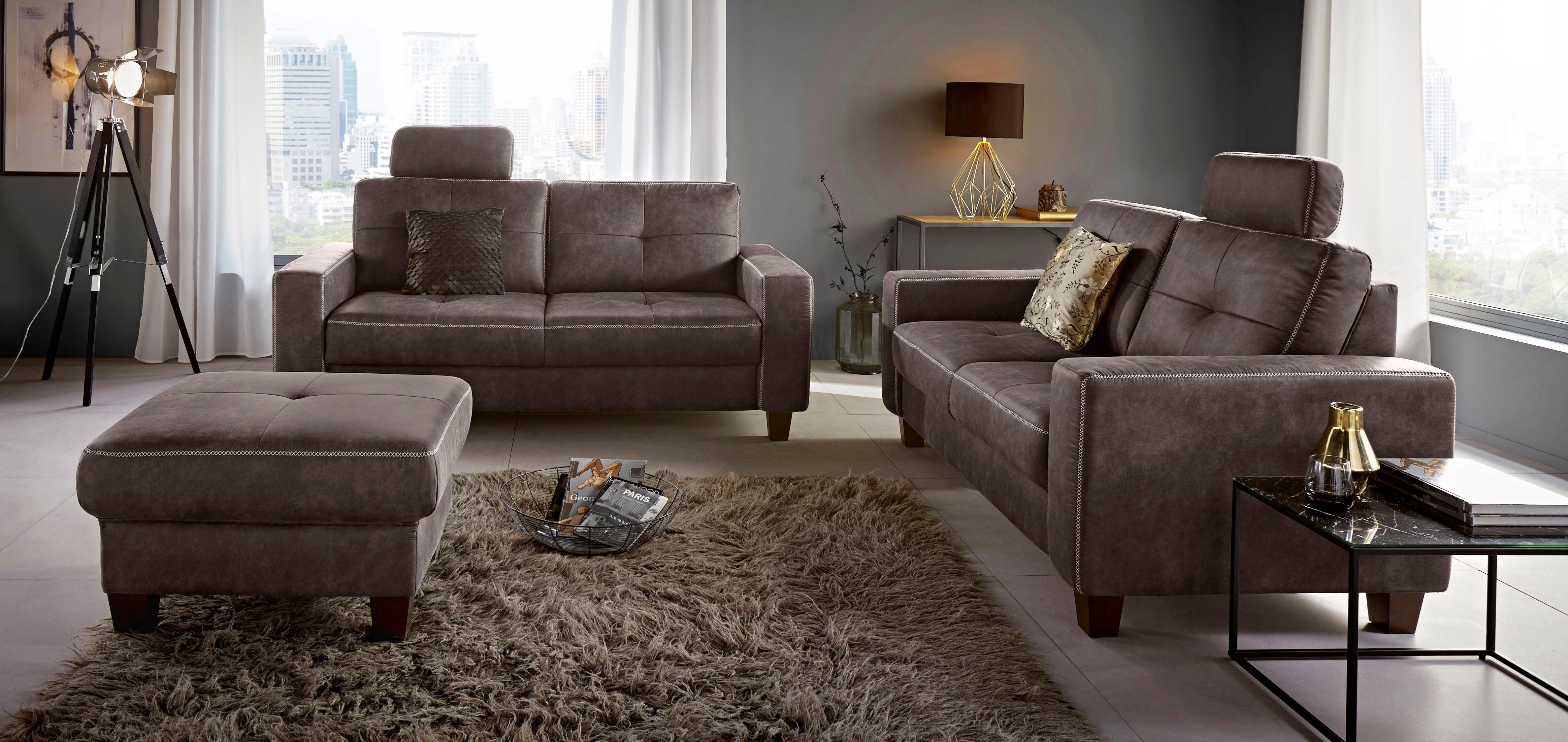 Places of Style Hocker Varese Kruisnaad in beige